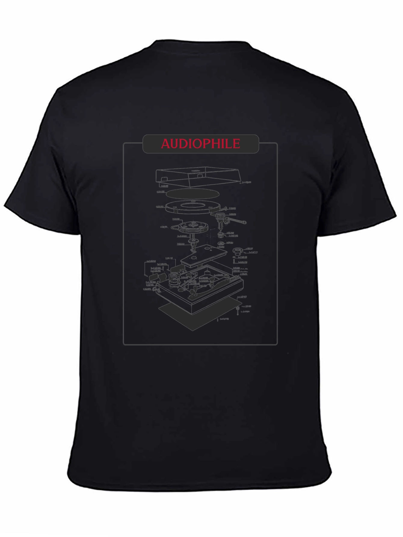 Audiophile Turntable Diagram Black T-Shirt