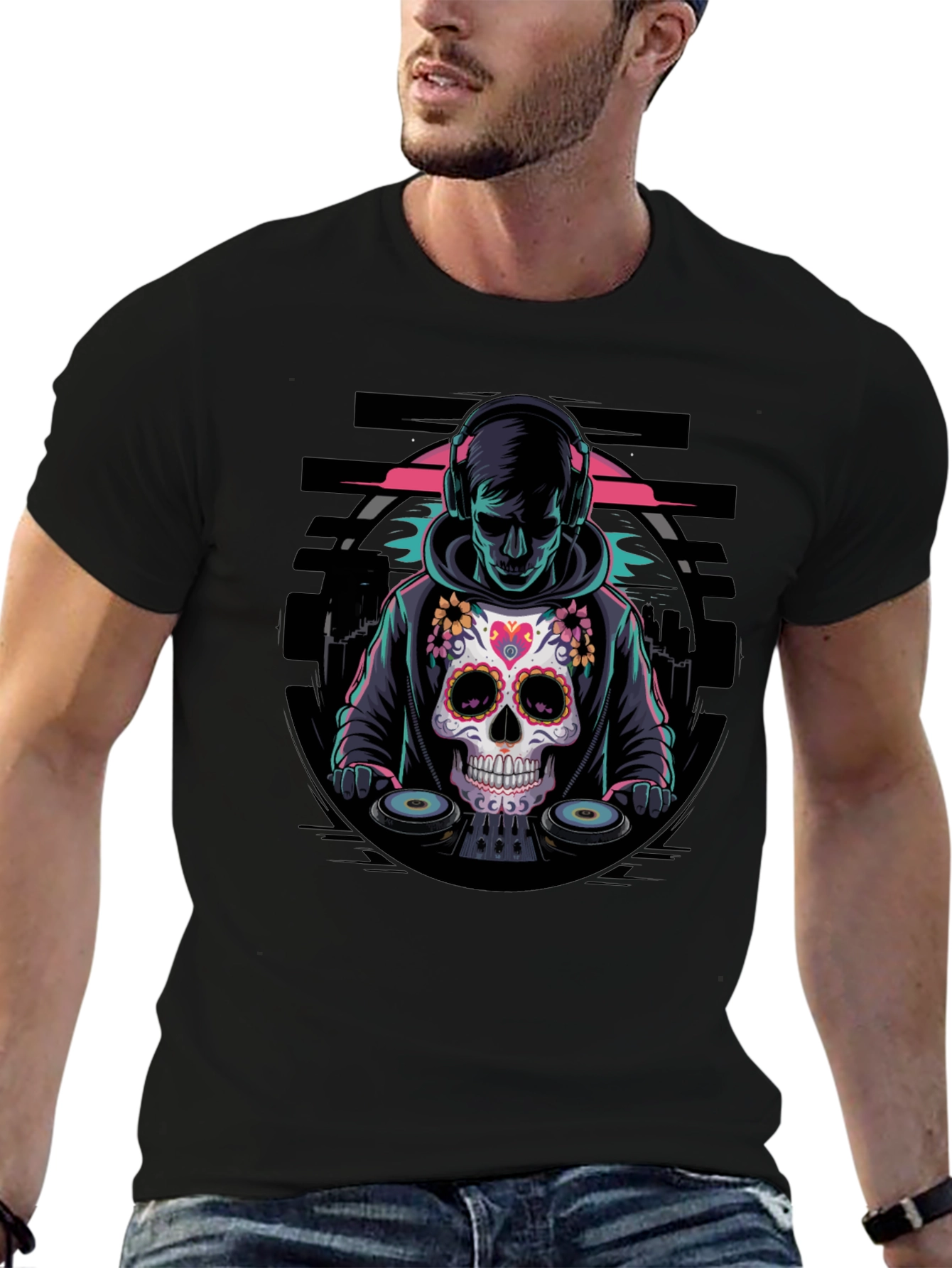 Skull DJ Graphic T-Shirt
