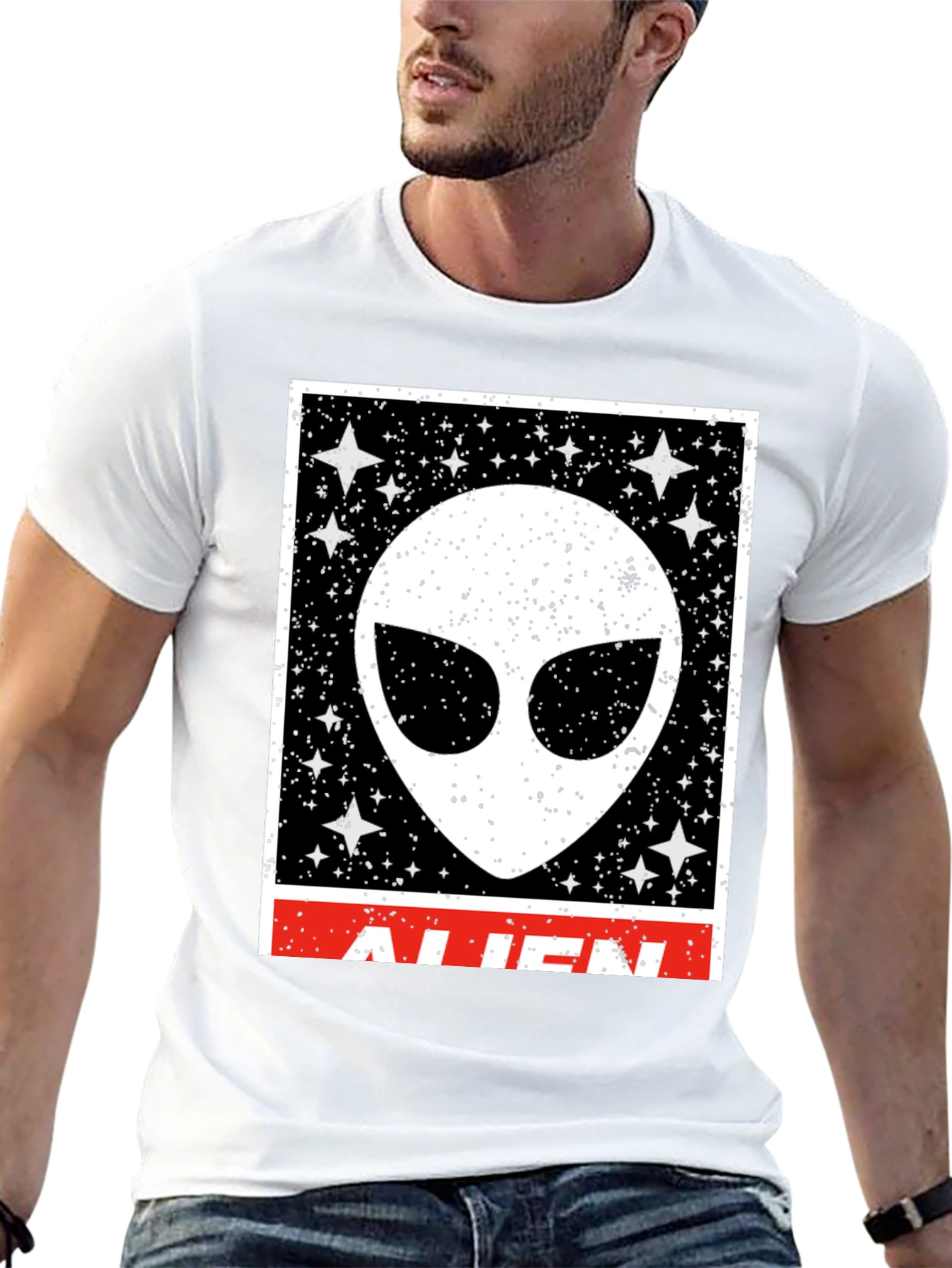 Alien Graphic Print Crew Neck T-Shirt
