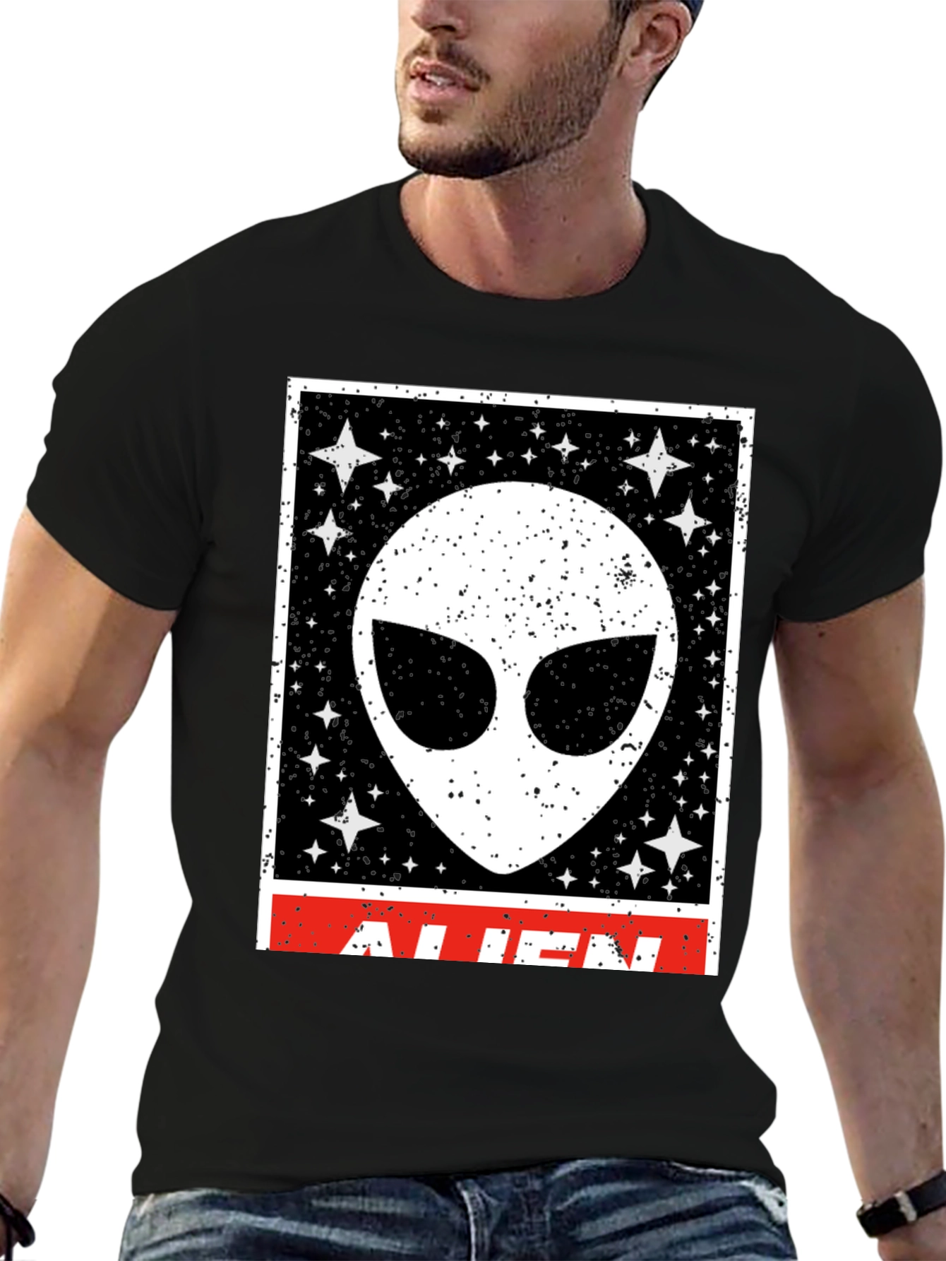 Alien Graphic Print Crew Neck T-Shirt