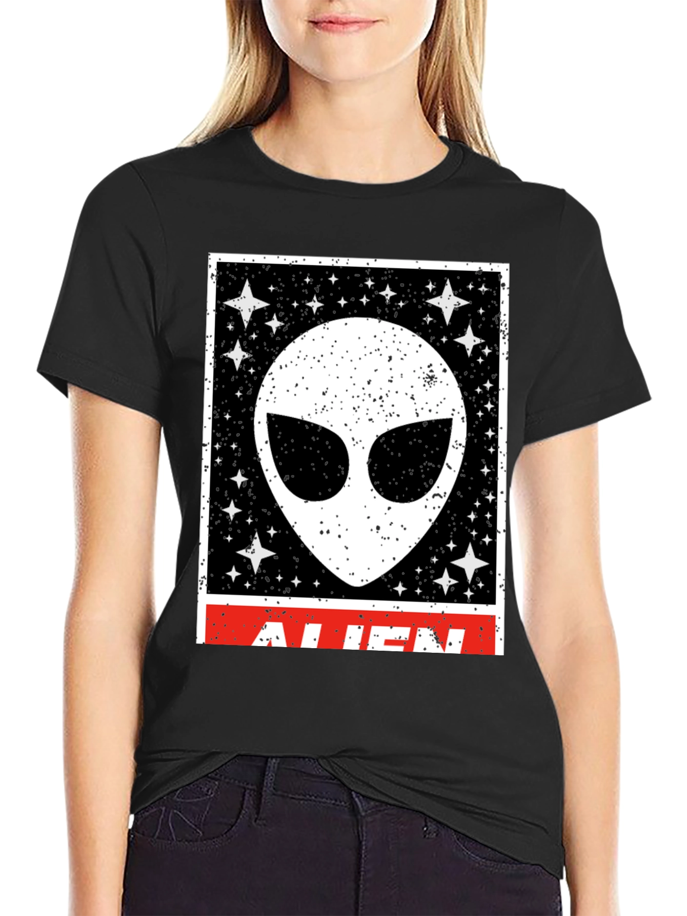Alien Graphic Print Crew Neck T-Shirt
