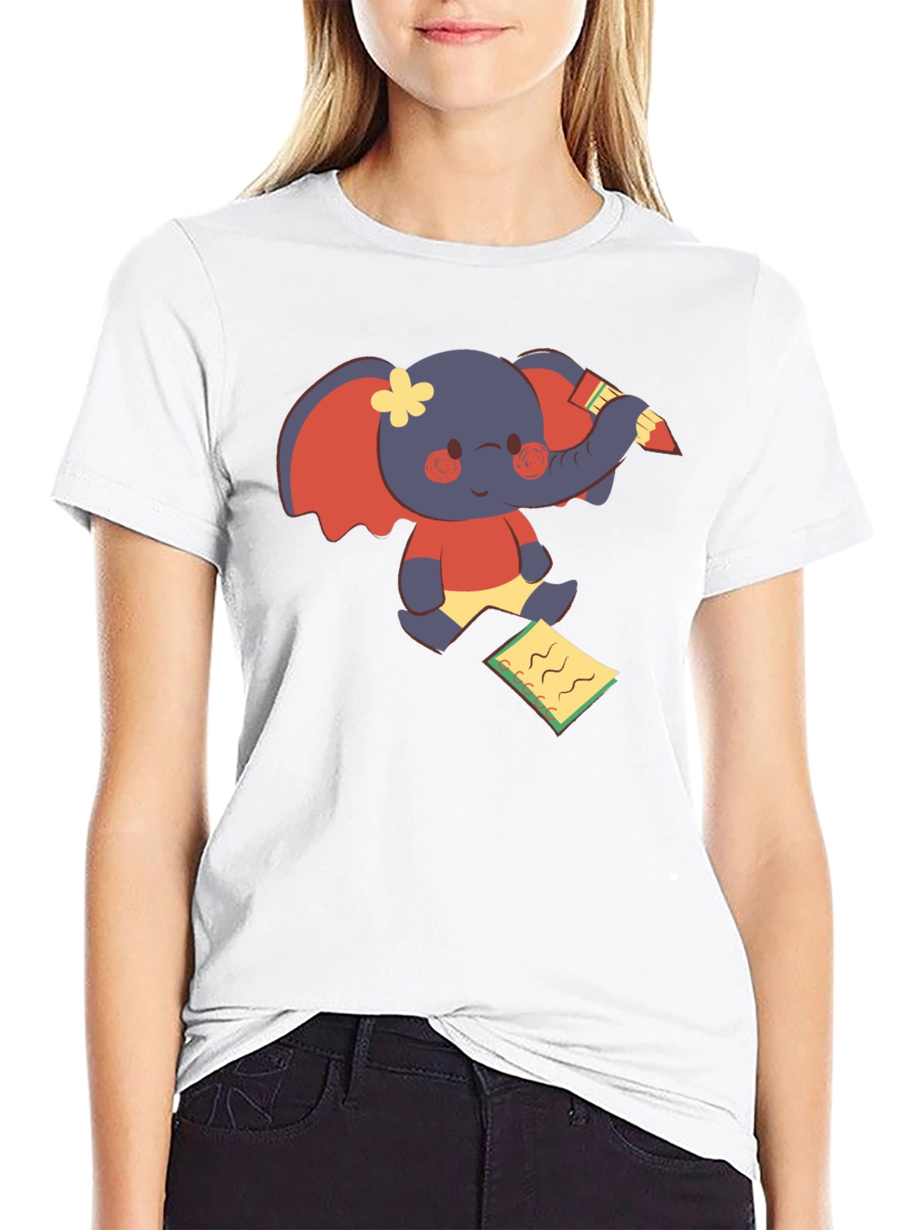 Cute Elephant Writing T-Shirt - Fun Graphic Tee