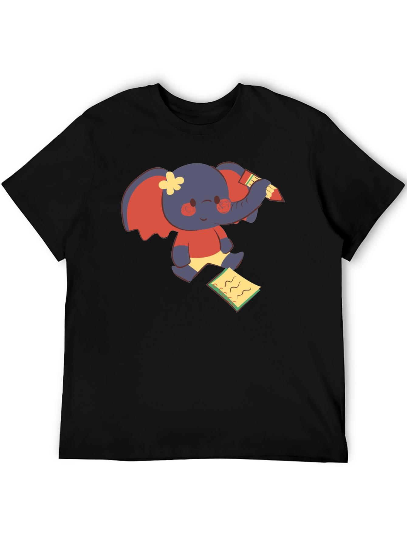 Cute Elephant Writing T-Shirt - Fun Graphic Tee
