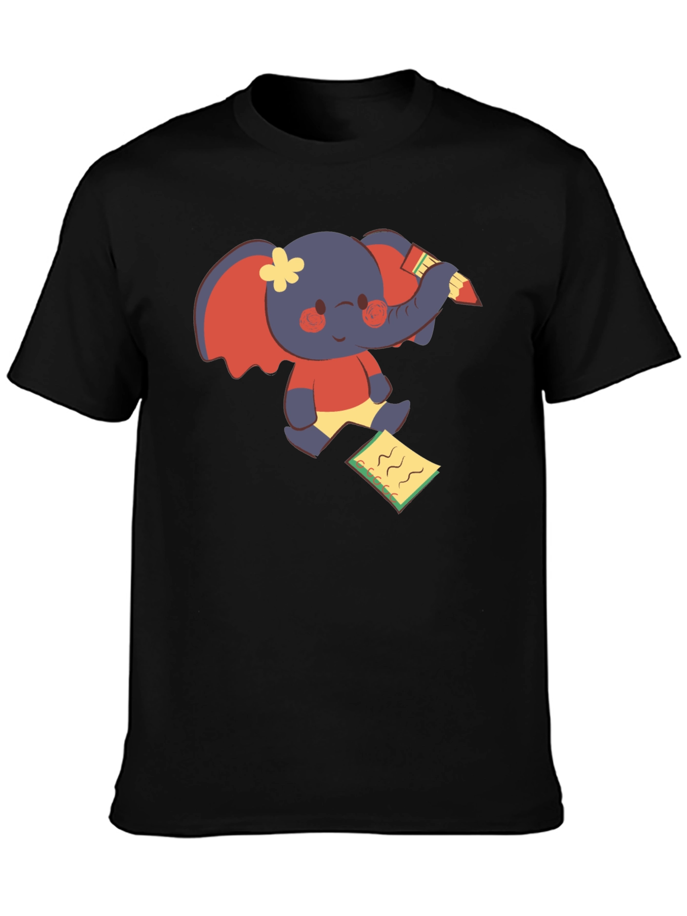Cute Elephant Writing T-Shirt - Fun Graphic Tee
