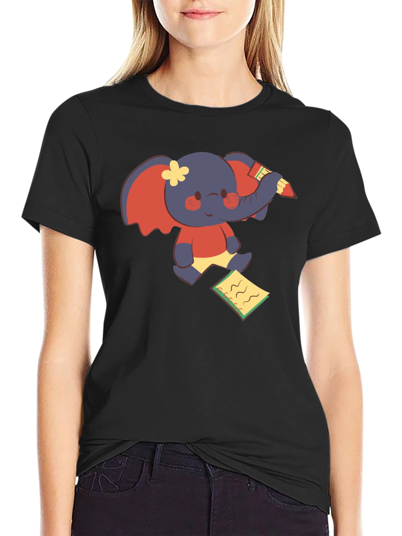 Cute Elephant Writing T-Shirt - Fun Graphic Tee