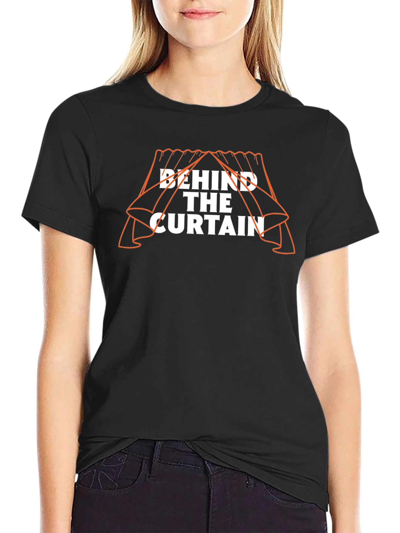 Behind the Curtain Graphic Black T-Shirt