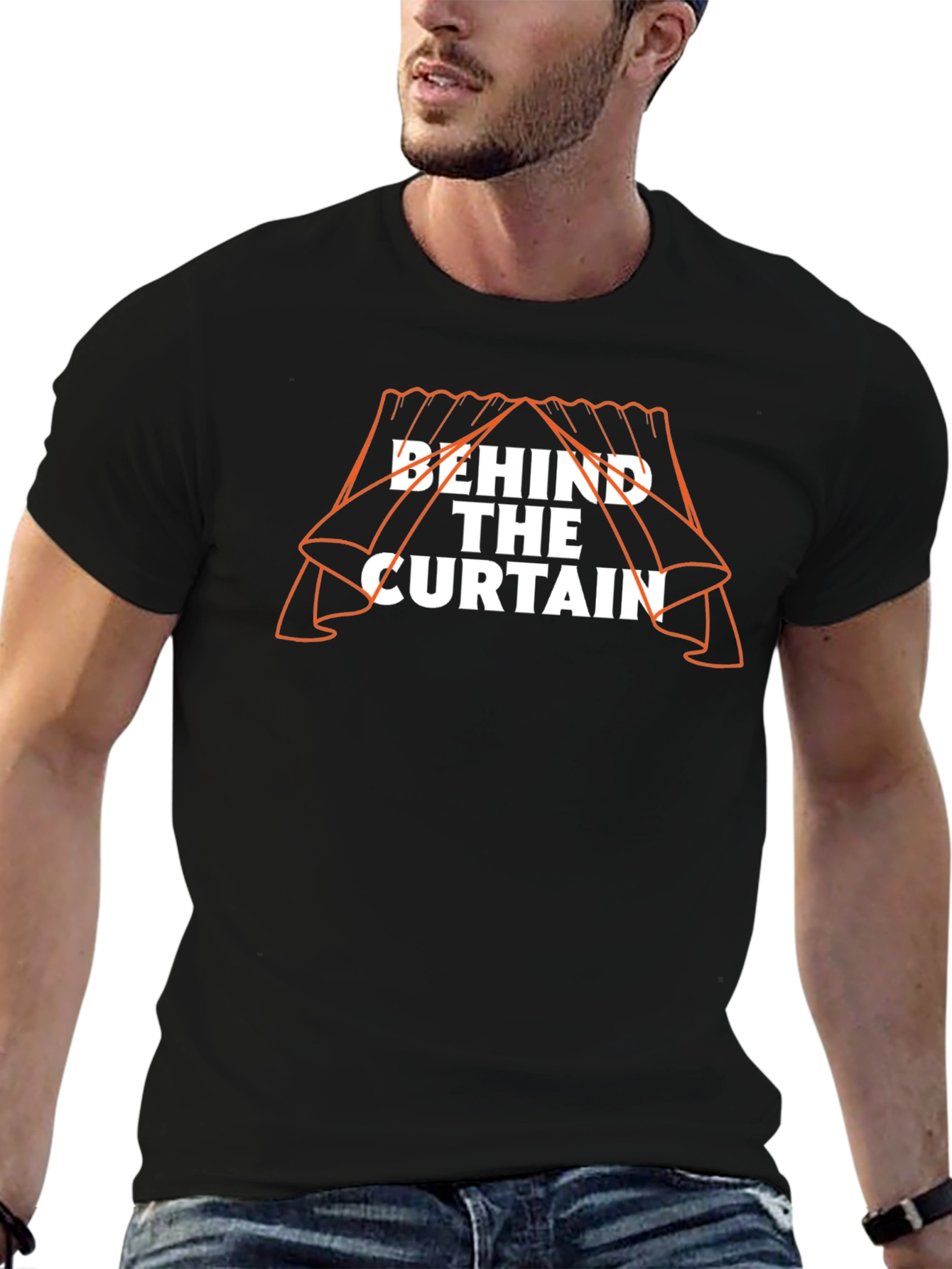 Behind the Curtain Graphic Black T-Shirt