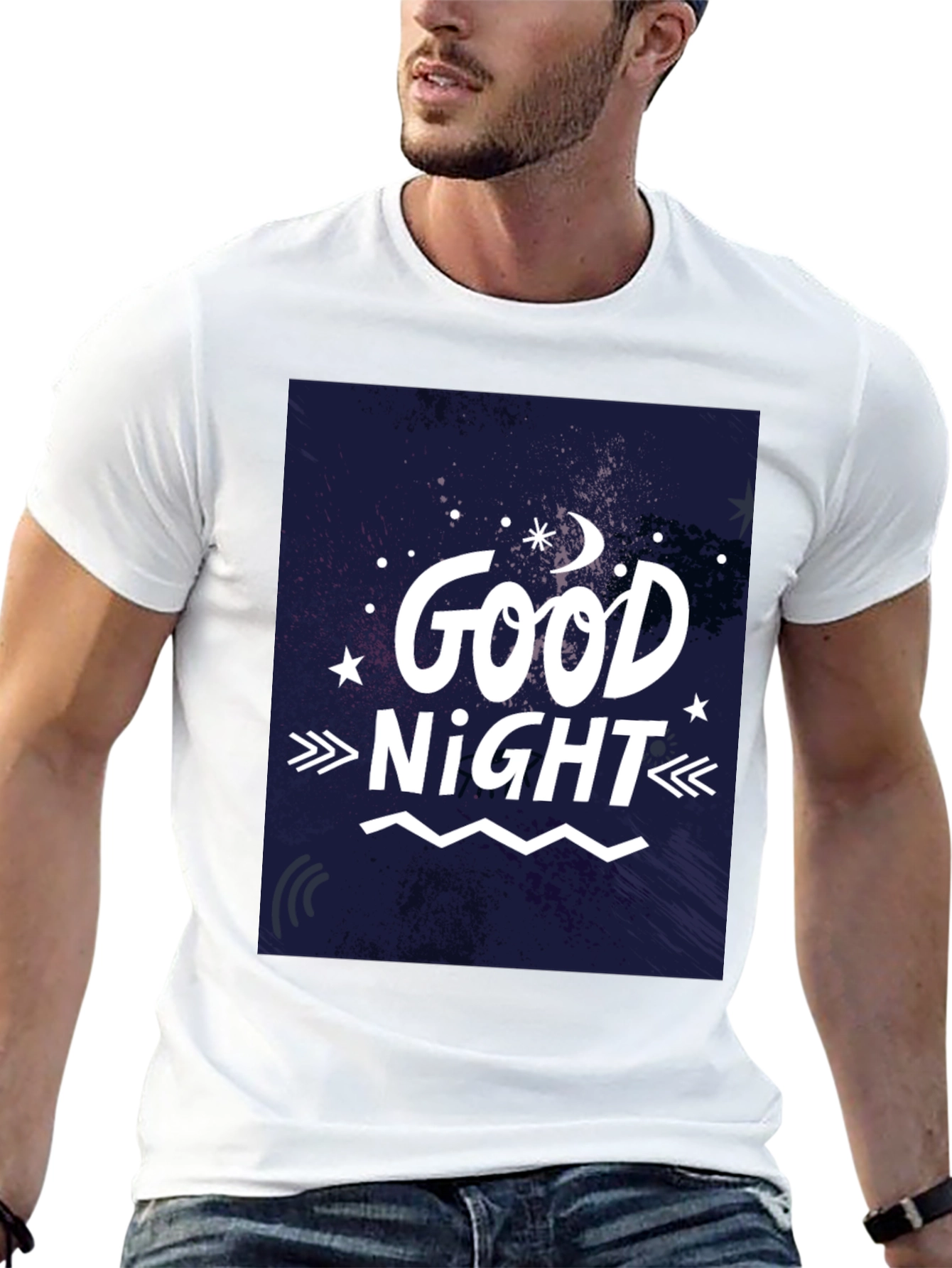 Good Night Graphic T-Shirt - Black Crew Neck Tee