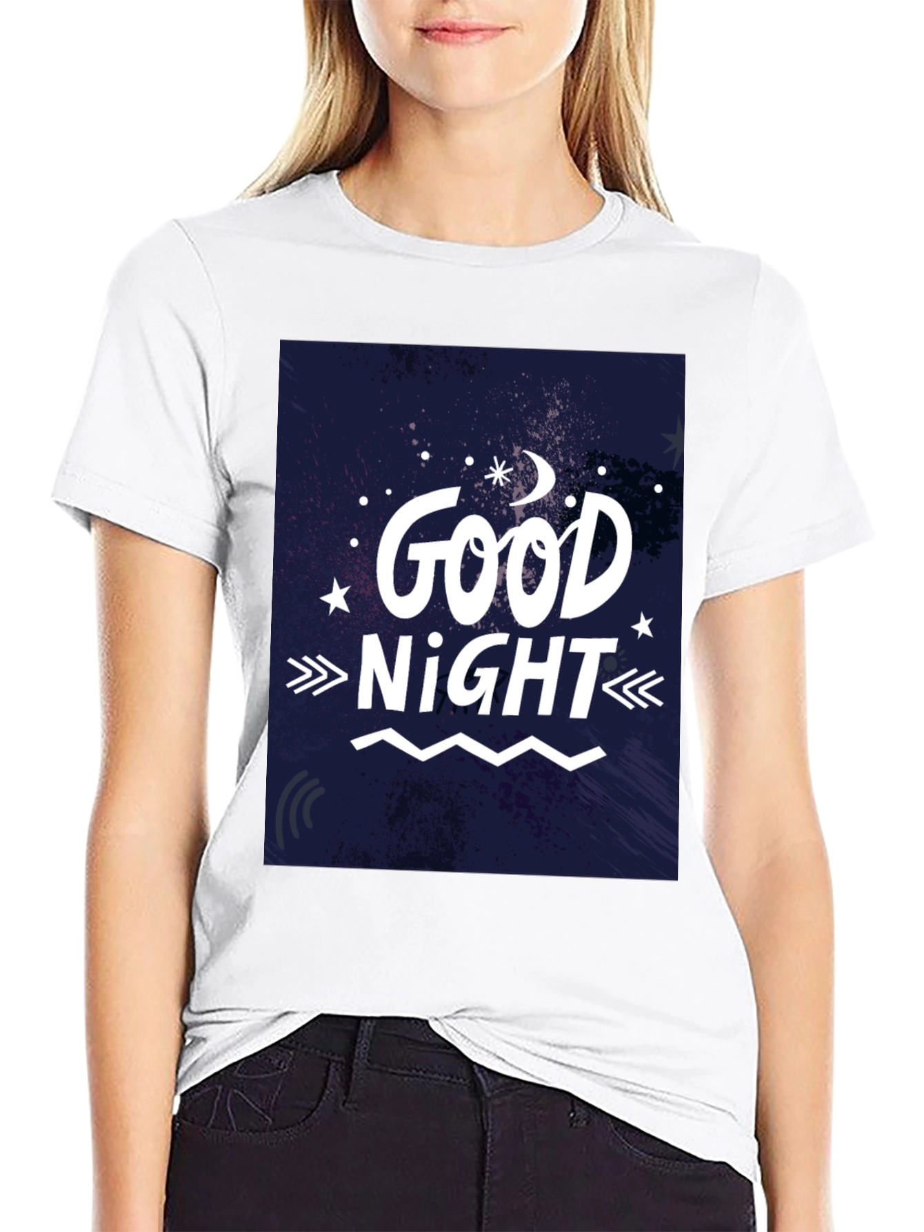 Good Night Graphic T-Shirt - Black Crew Neck Tee