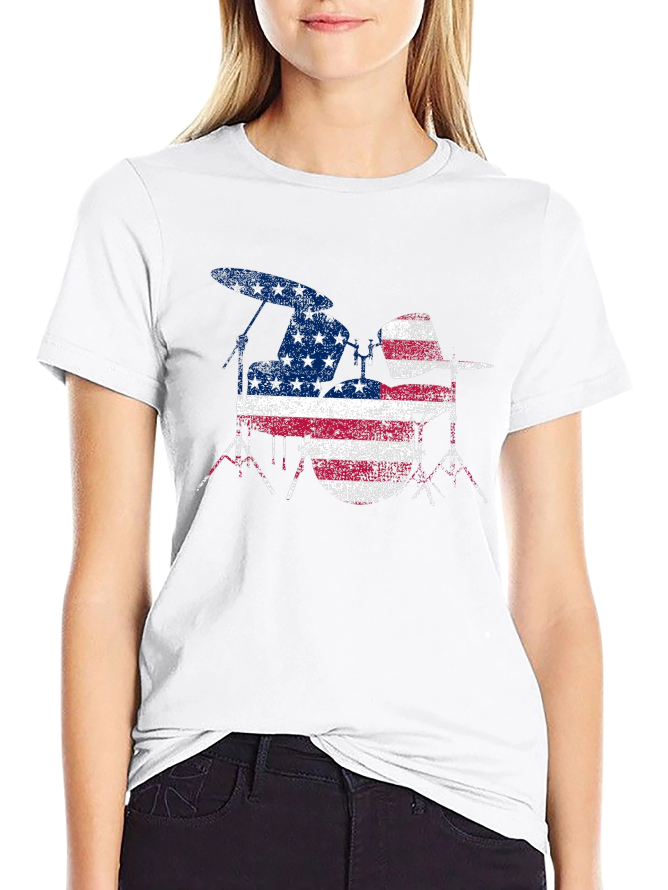 American Flag Drum Set Mens T-Shirt