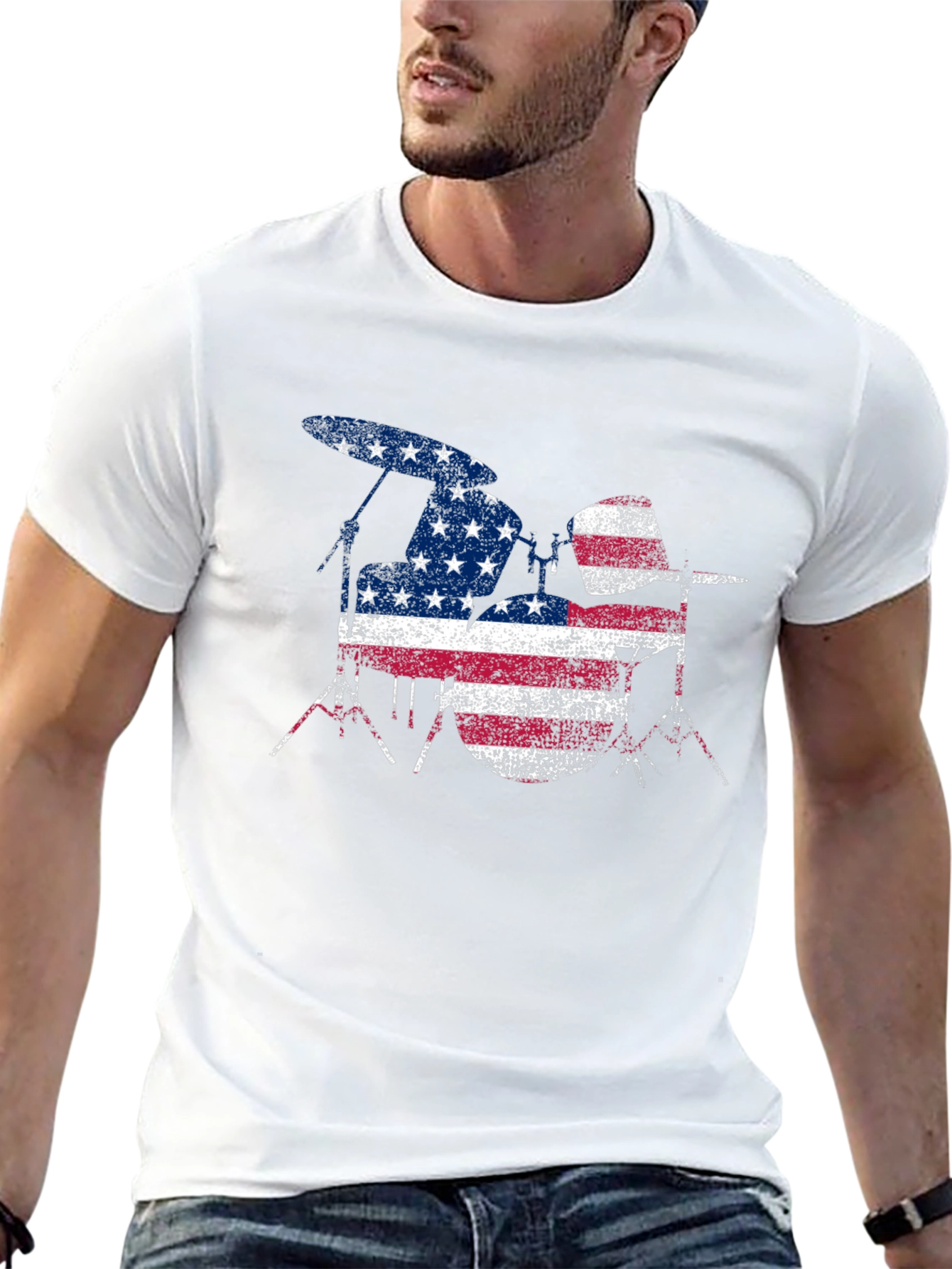 American Flag Drum Set Mens T-Shirt