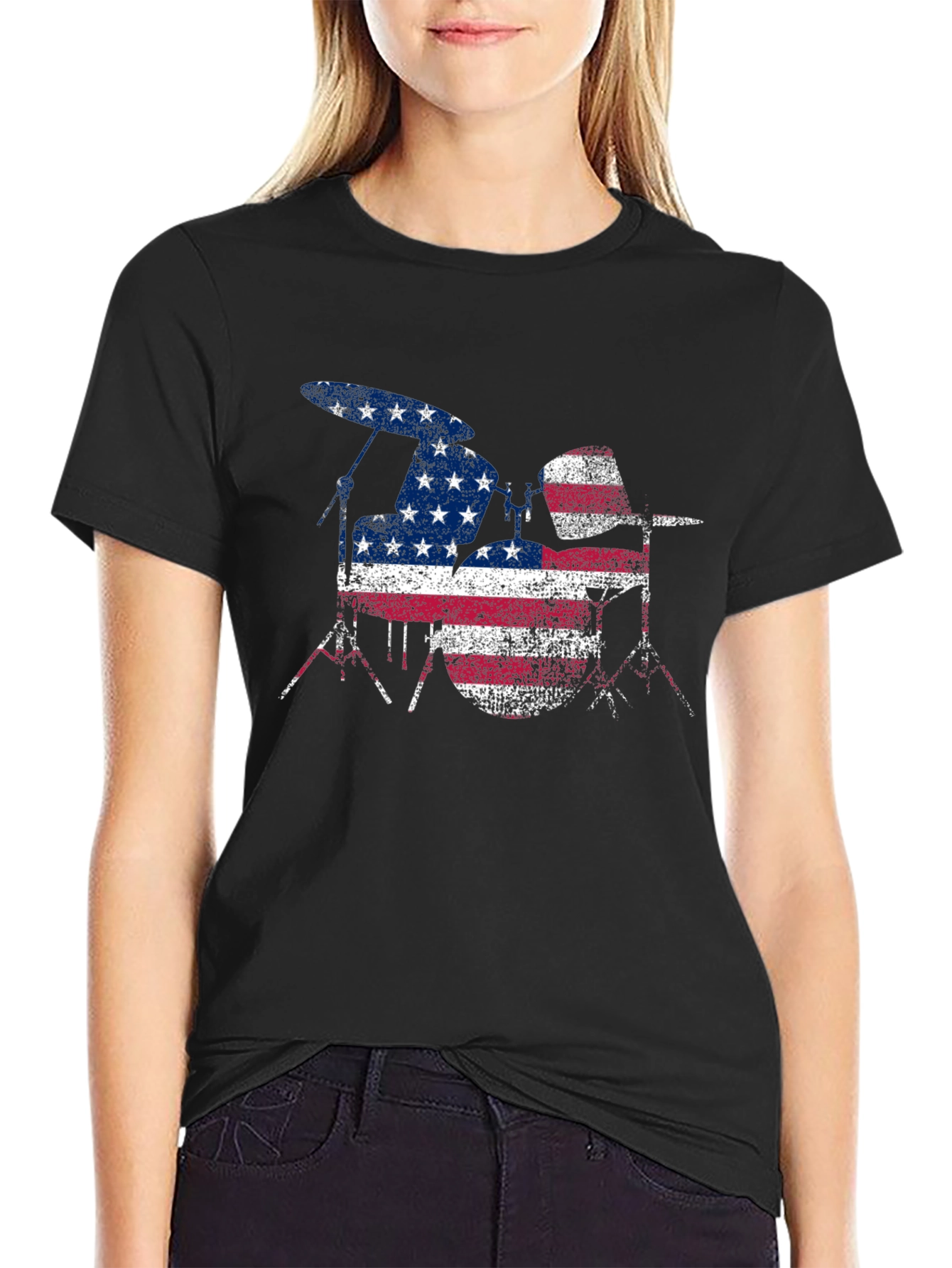 American Flag Drum Set Mens T-Shirt
