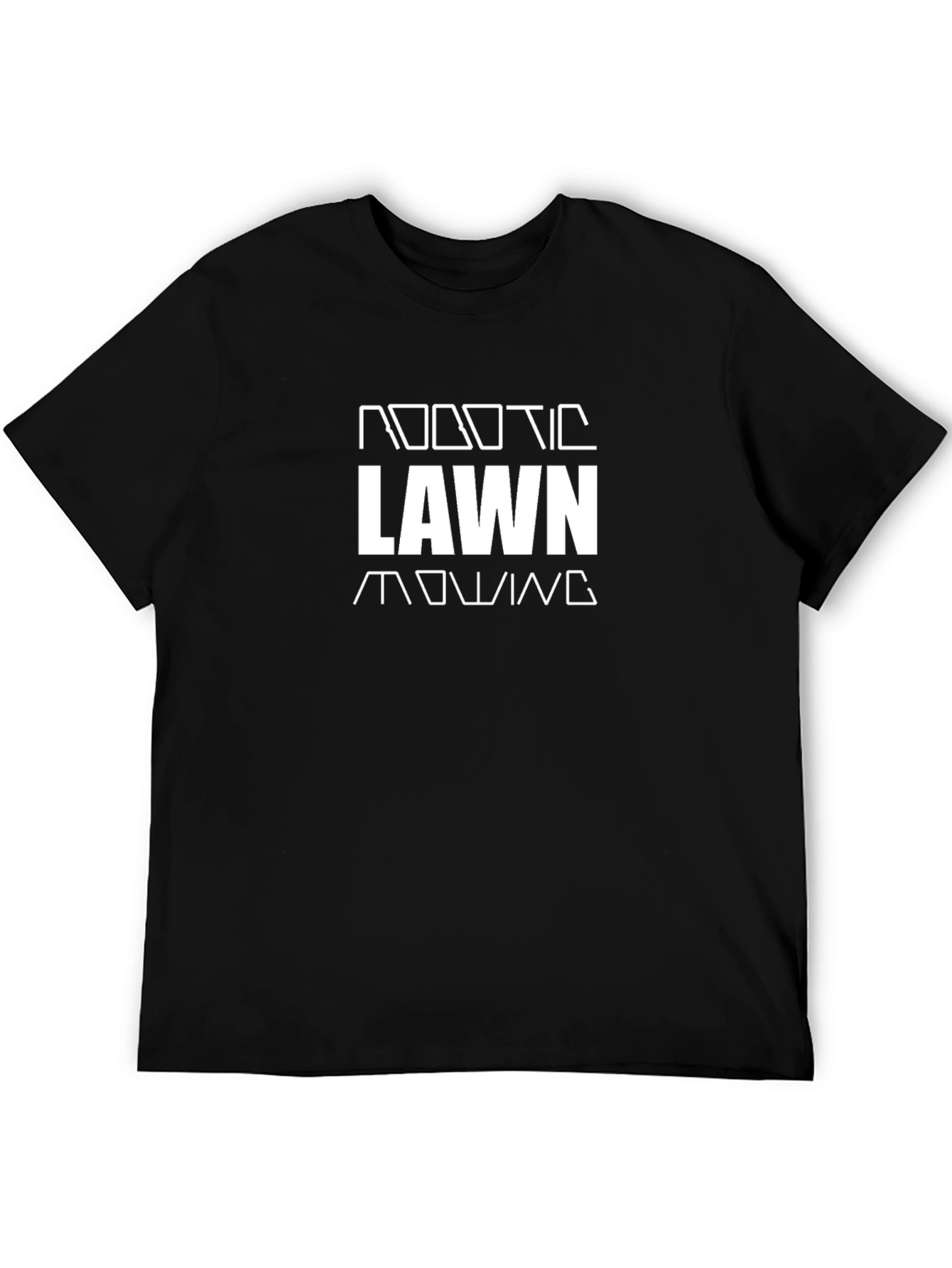 Robotic Lawn Mowing T-Shirt - Black Cotton Tee