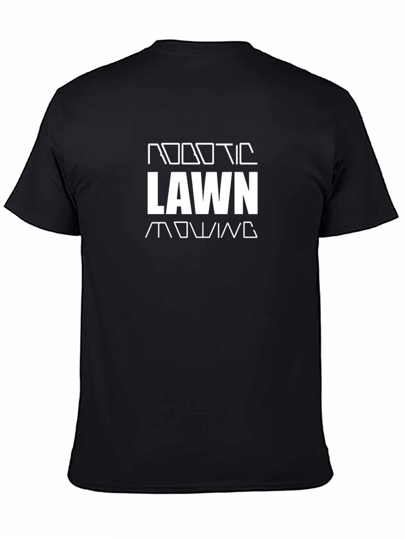 Robotic Lawn Mowing T-Shirt - Black Cotton Tee