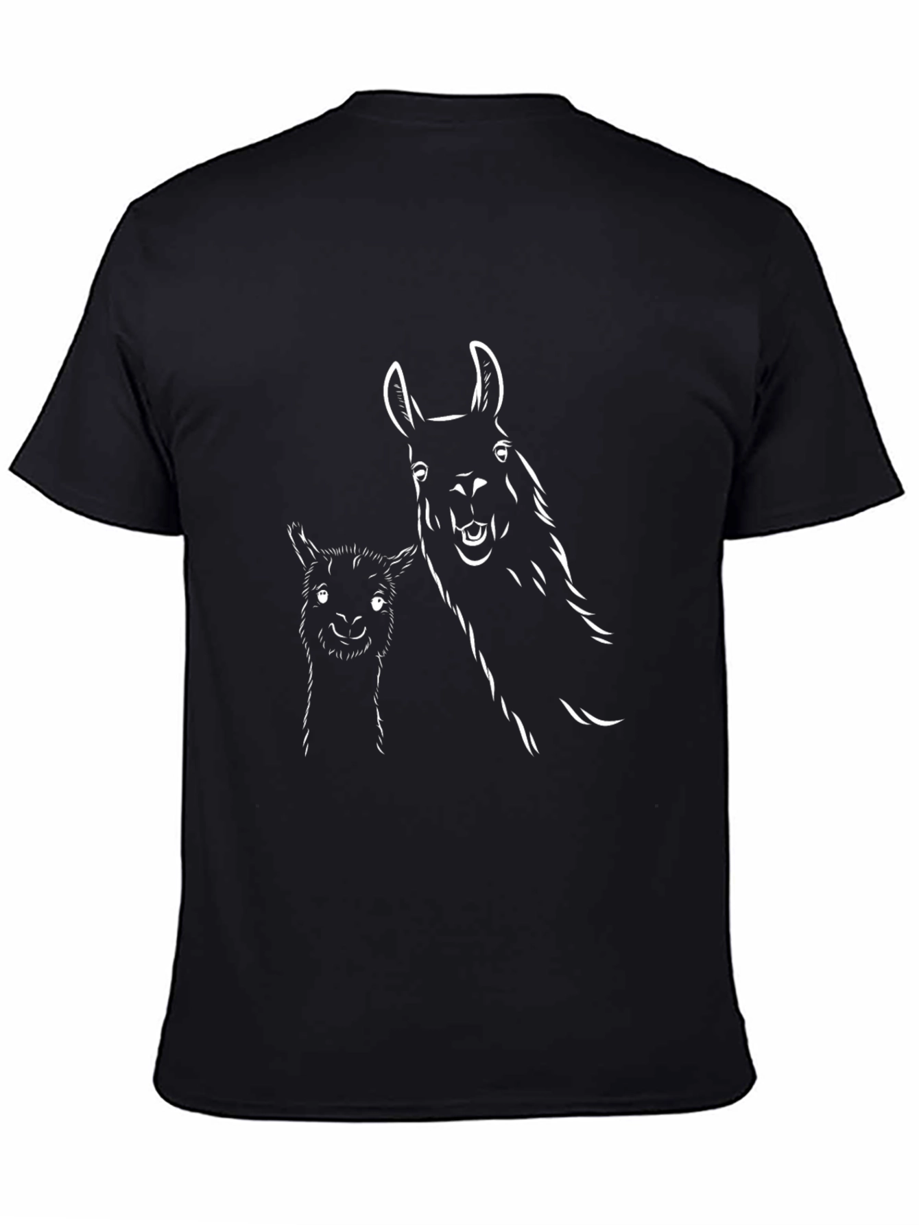 Llama Mama and Baby Graphic T-Shirt - Black