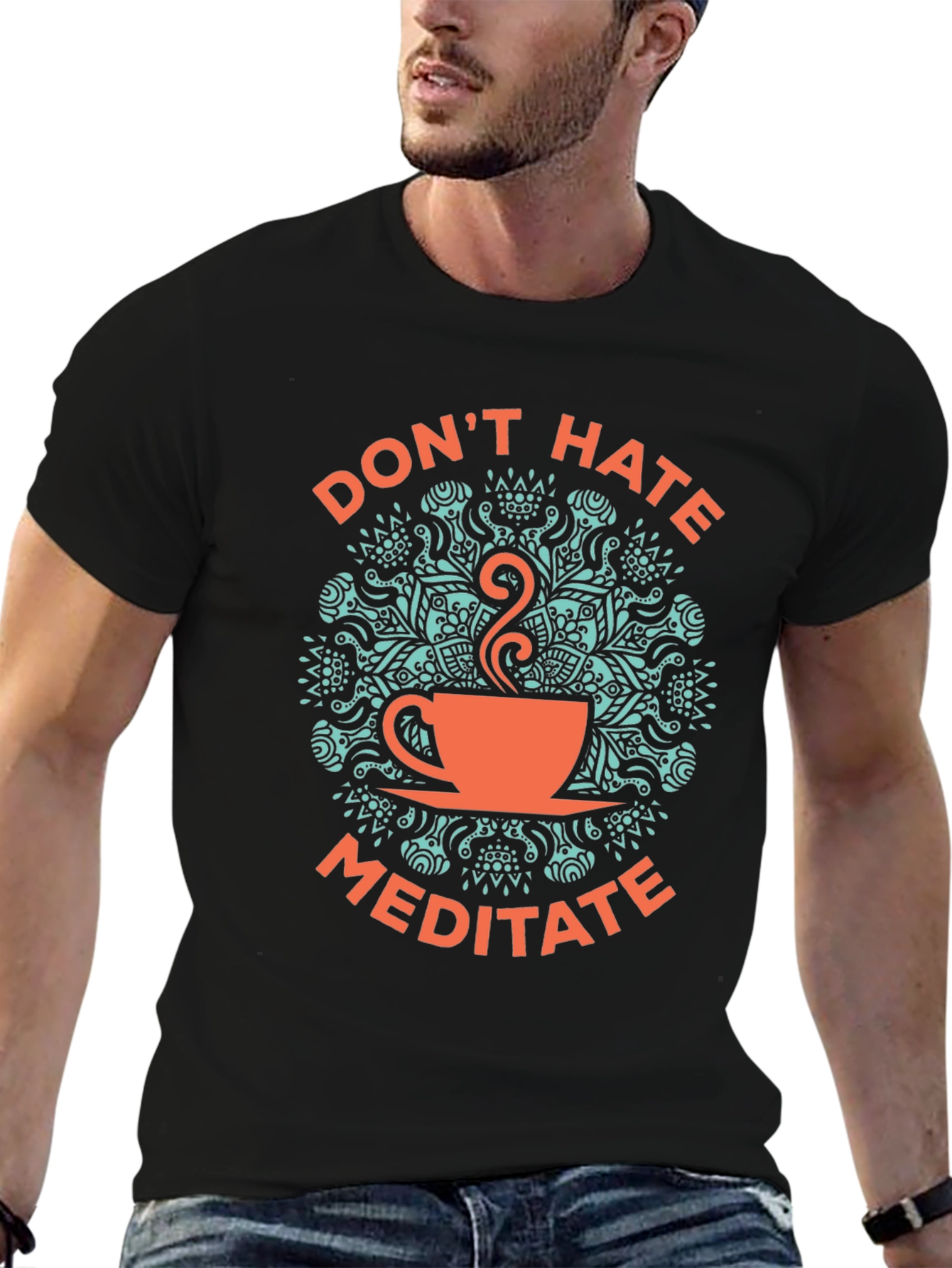 Dont Hate Meditate Graphic Tee - Black Cotton T-Shirt