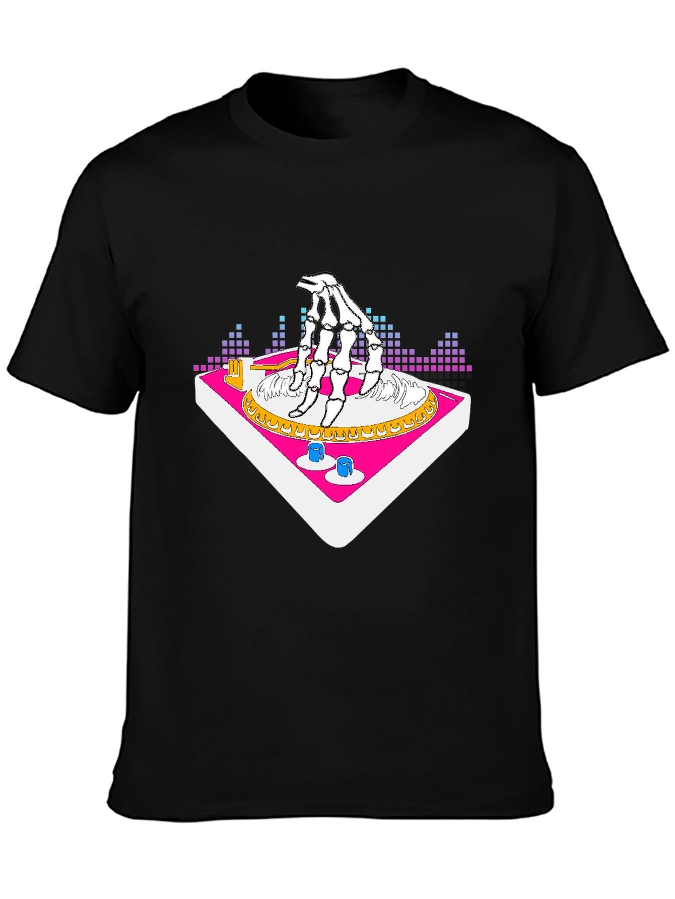 DJ Skeleton Hand Graphic T-Shirt - Cool Party Tee