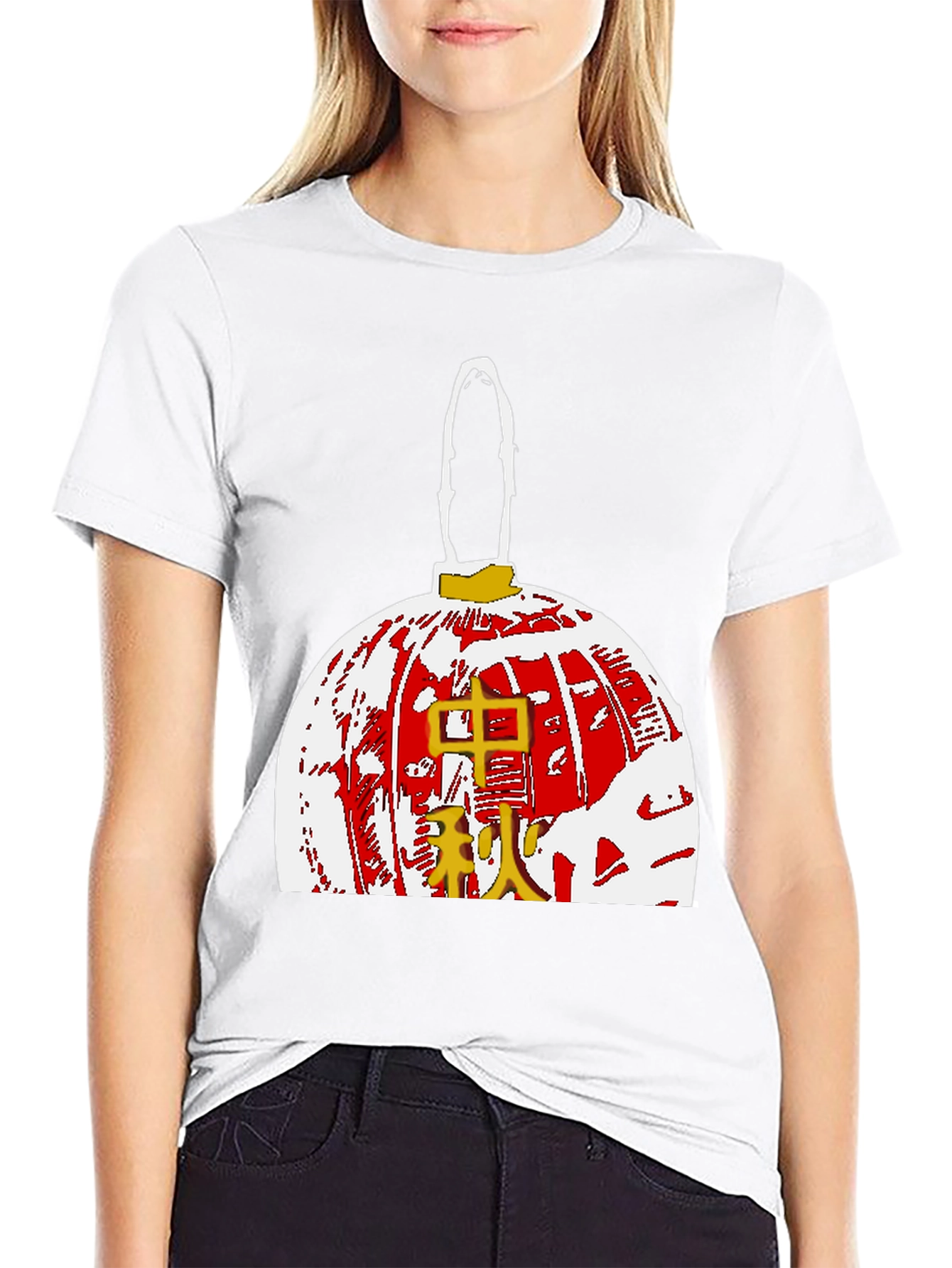 Graphic Tee with Asian Lantern Design