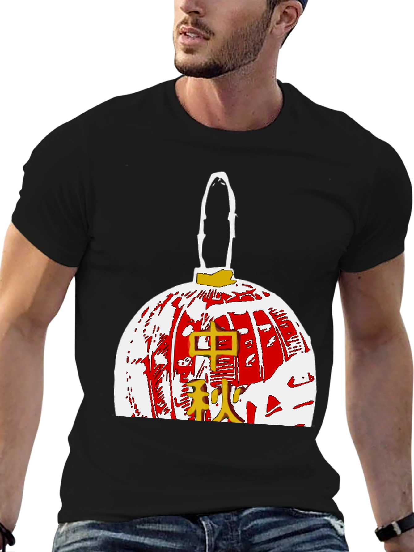 Graphic Tee with Asian Lantern Design