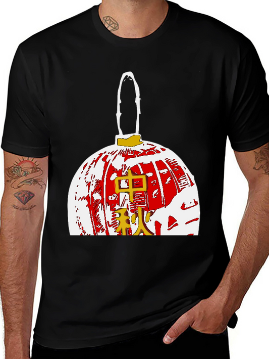 Graphic Tee with Asian Lantern Design