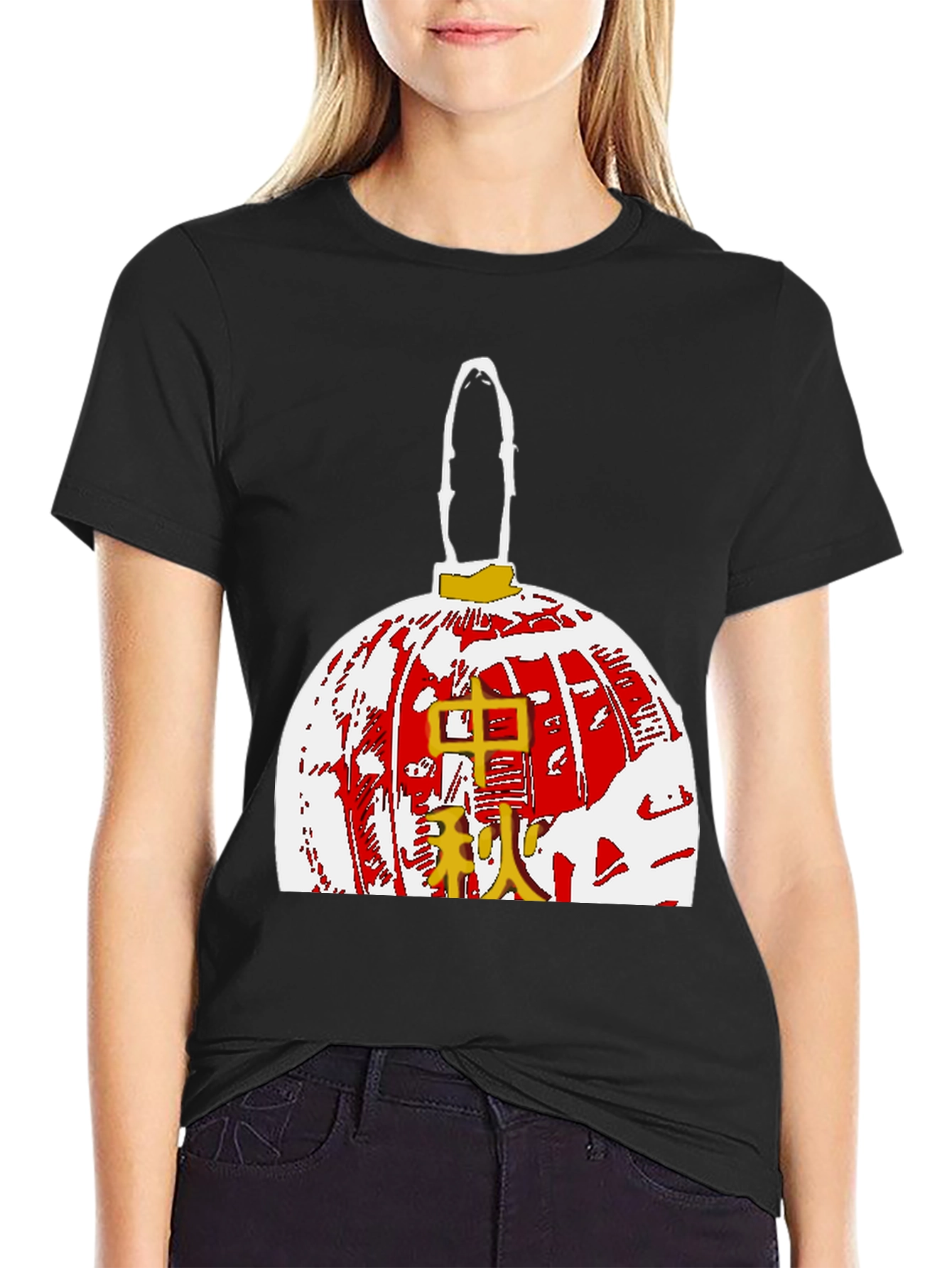 Graphic Tee with Asian Lantern Design