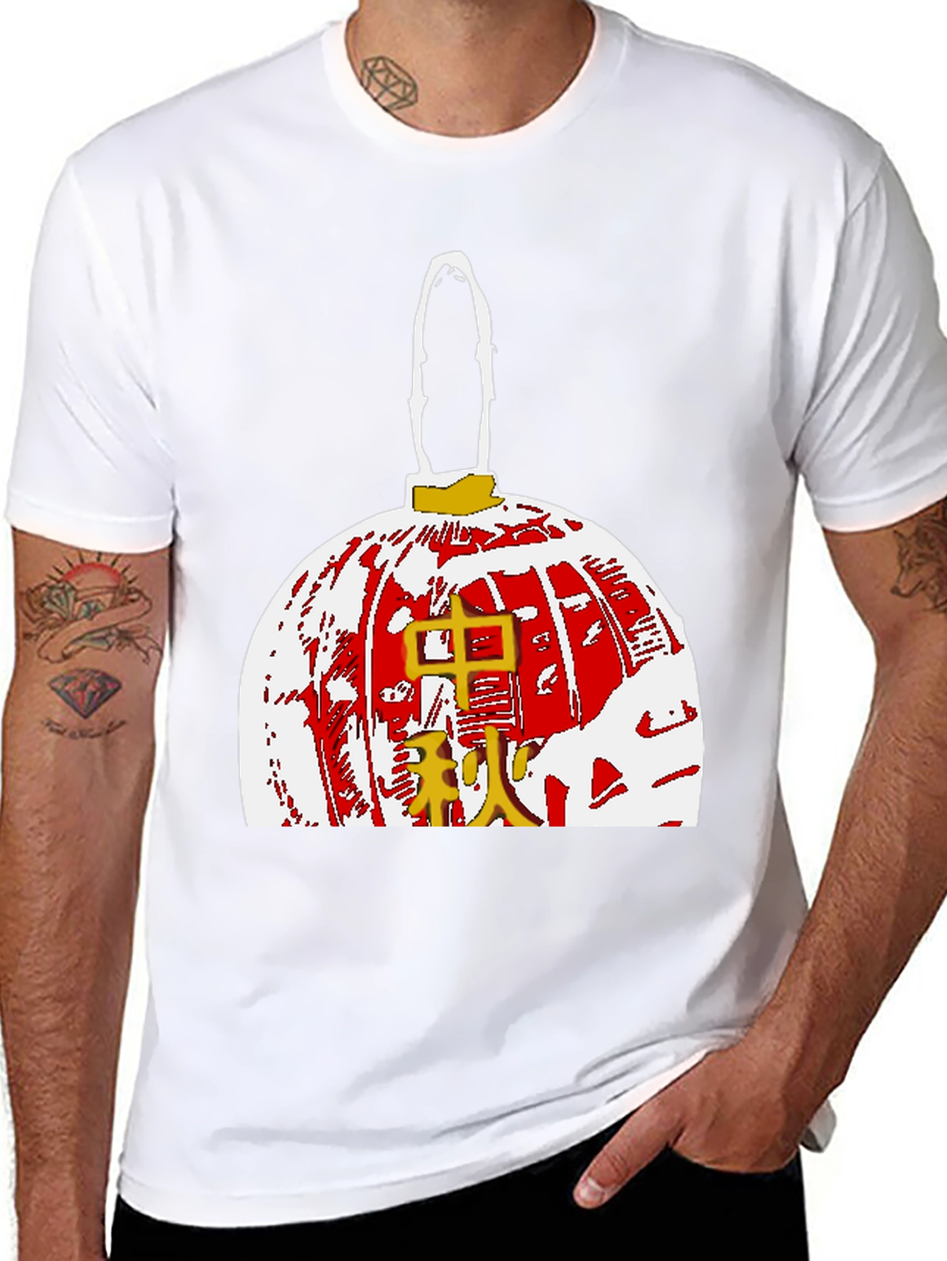 Graphic Tee with Asian Lantern Design