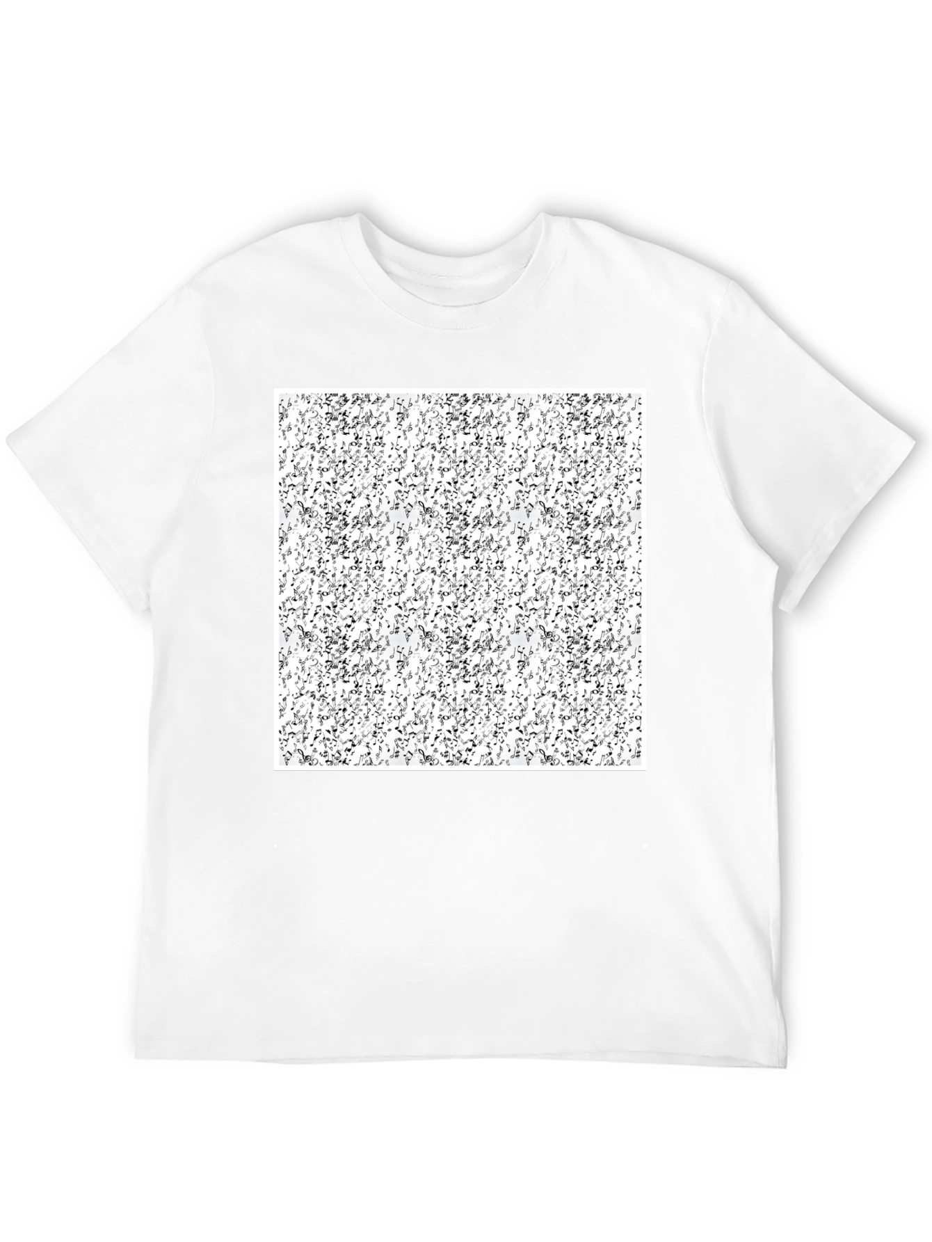 Abstract Music Notes Pattern Black T-Shirt