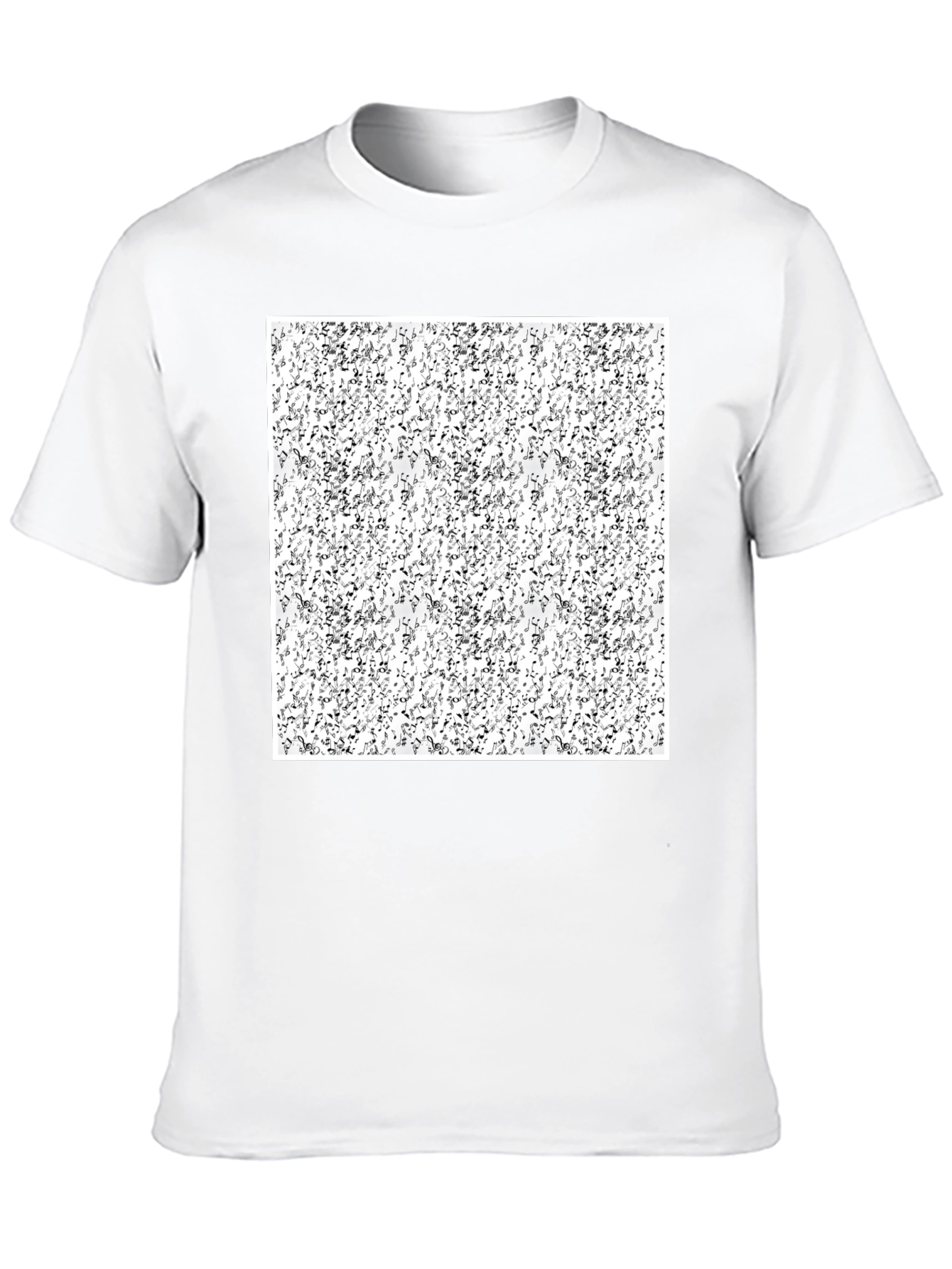 Abstract Music Notes Pattern Black T-Shirt