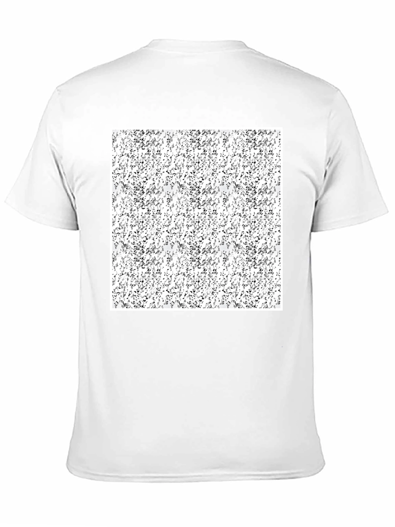 Abstract Music Notes Pattern Black T-Shirt