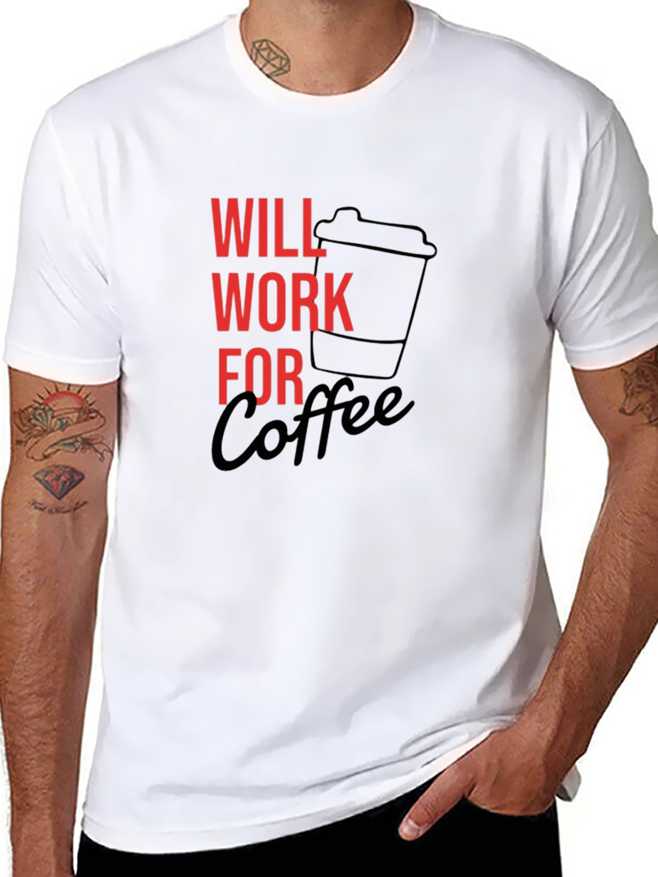 Will Work For Coffee Graphic Tee