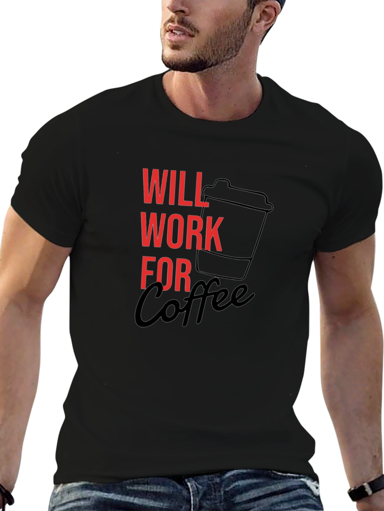 Will Work For Coffee Graphic Tee