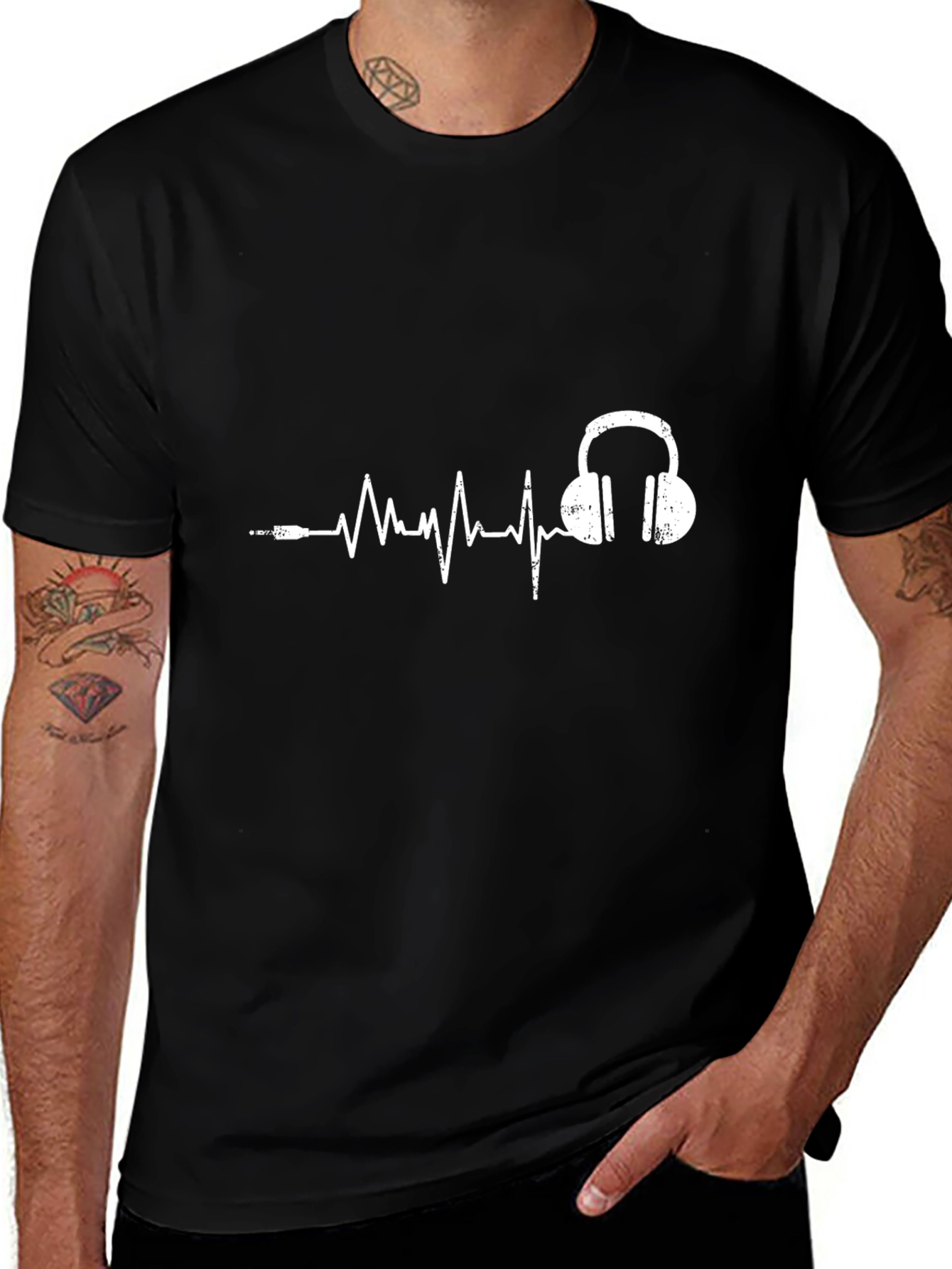 Cool Heartbeat Headphones Graphic Tee