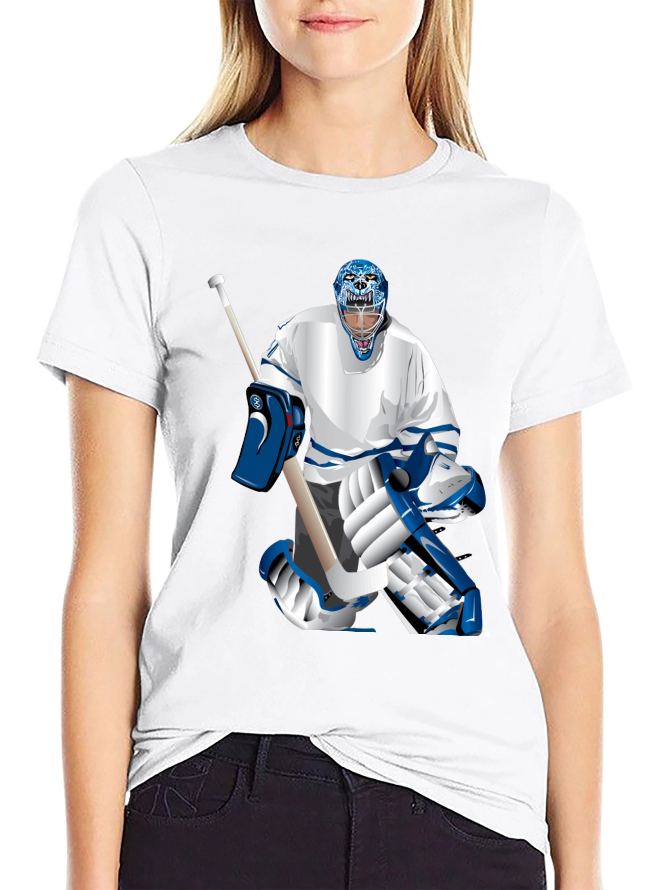 Hockey Goalie Graphic Tee - Black Cotton T-Shirt