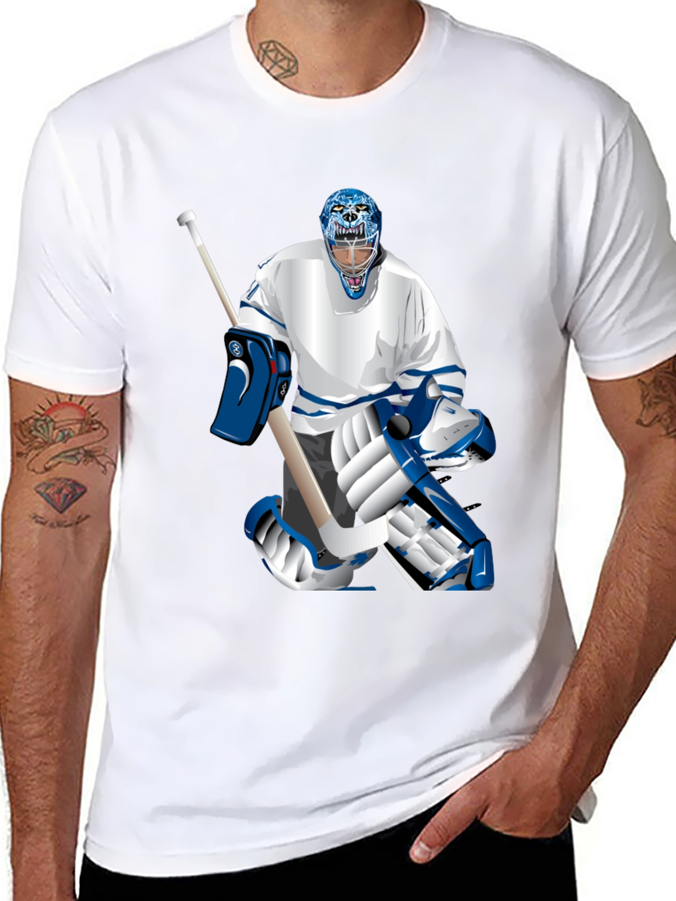 Hockey Goalie Graphic Tee - Black Cotton T-Shirt