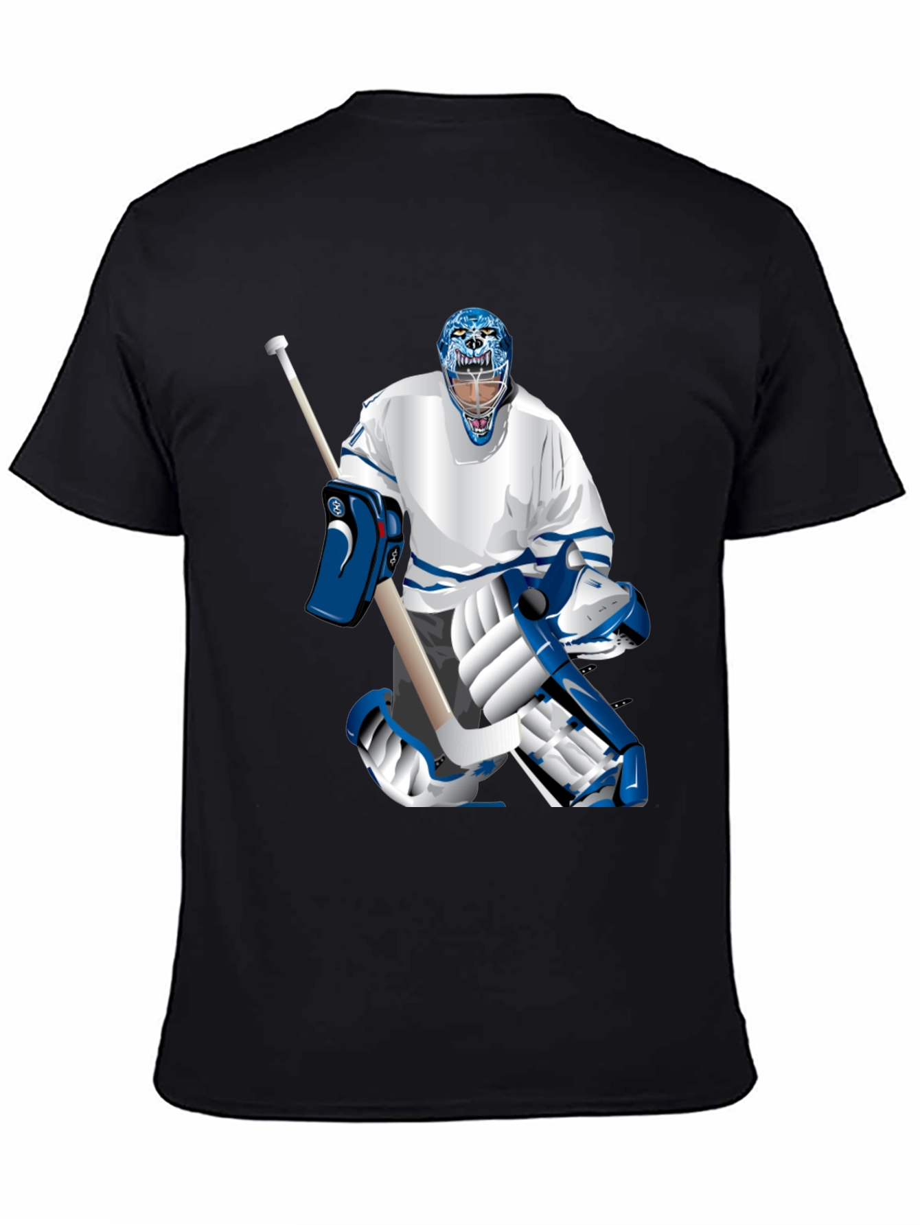 Hockey Goalie Graphic Tee - Black Cotton T-Shirt