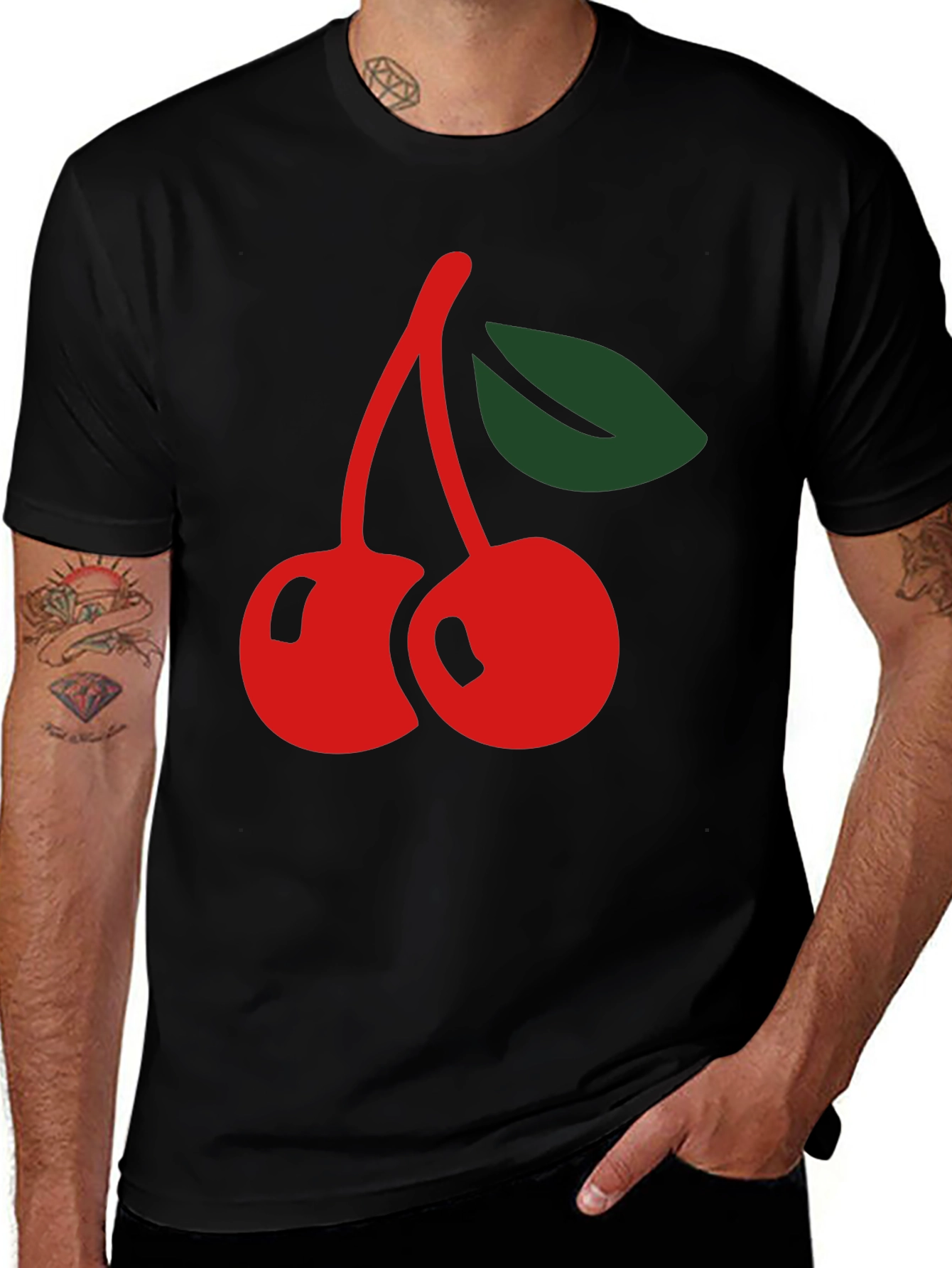 Cherry Graphic Black T-Shirt