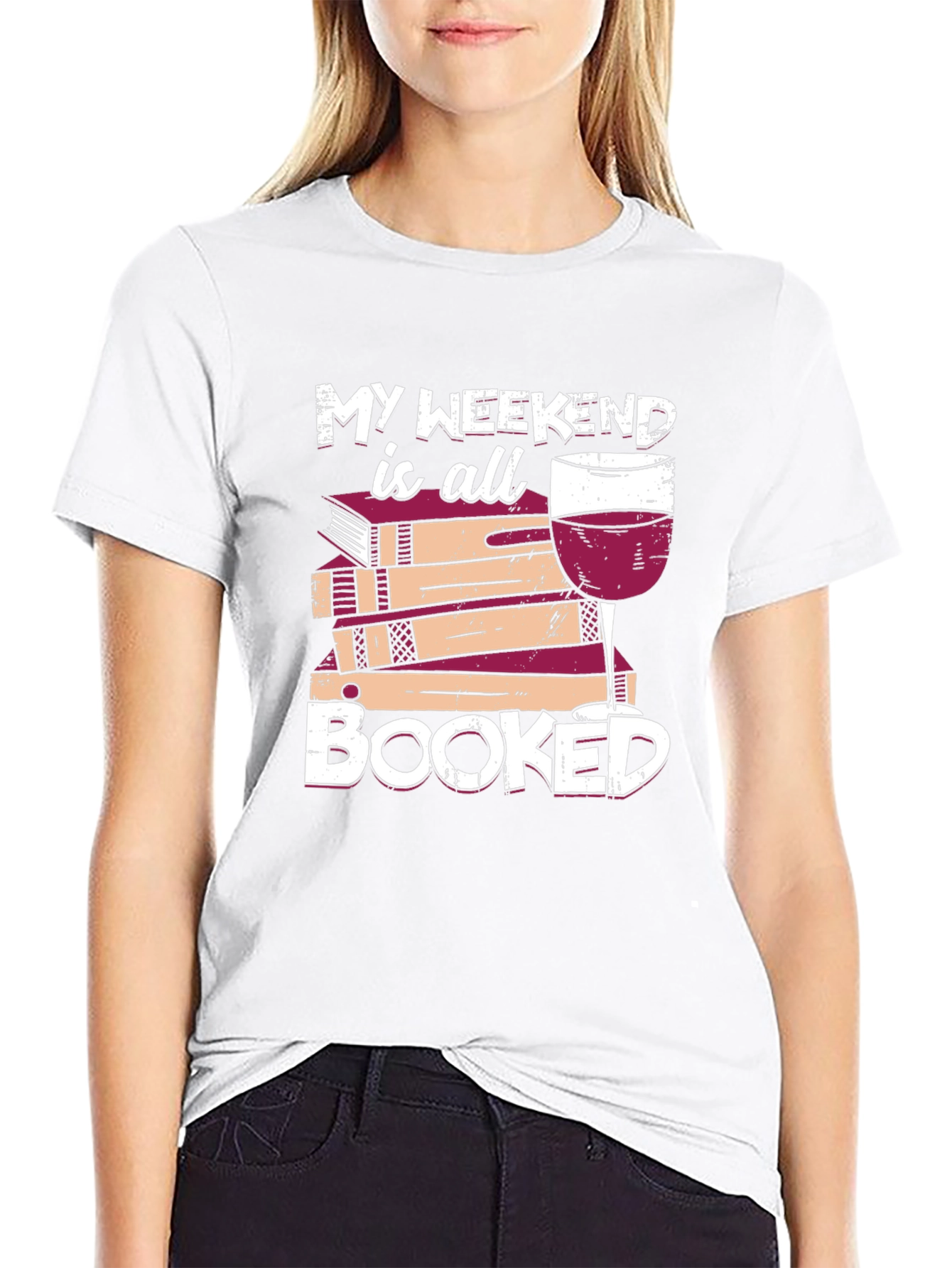 Booked Weekend T-Shirt - Wine & Books Tee