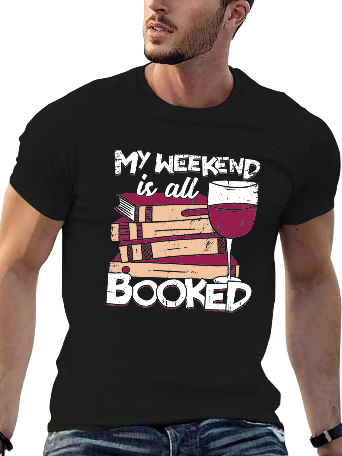 Booked Weekend T-Shirt - Wine & Books Tee