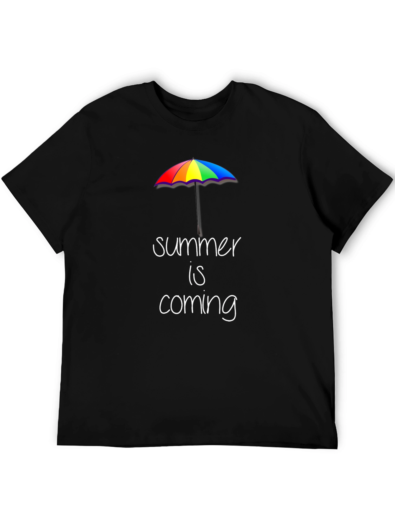 Summer is Coming T-Shirt: Rainbow Umbrella Graphic