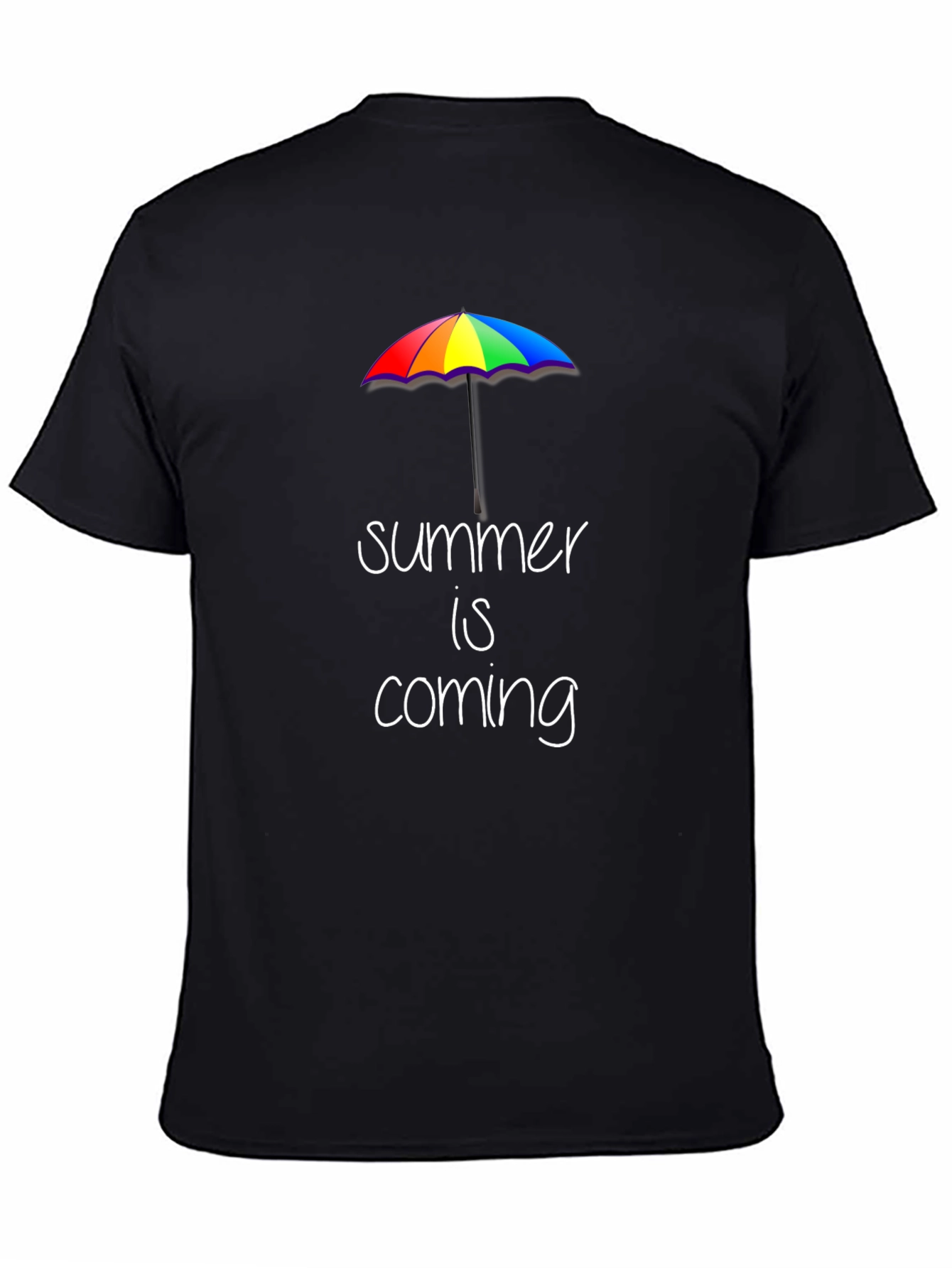 Summer is Coming T-Shirt: Rainbow Umbrella Graphic