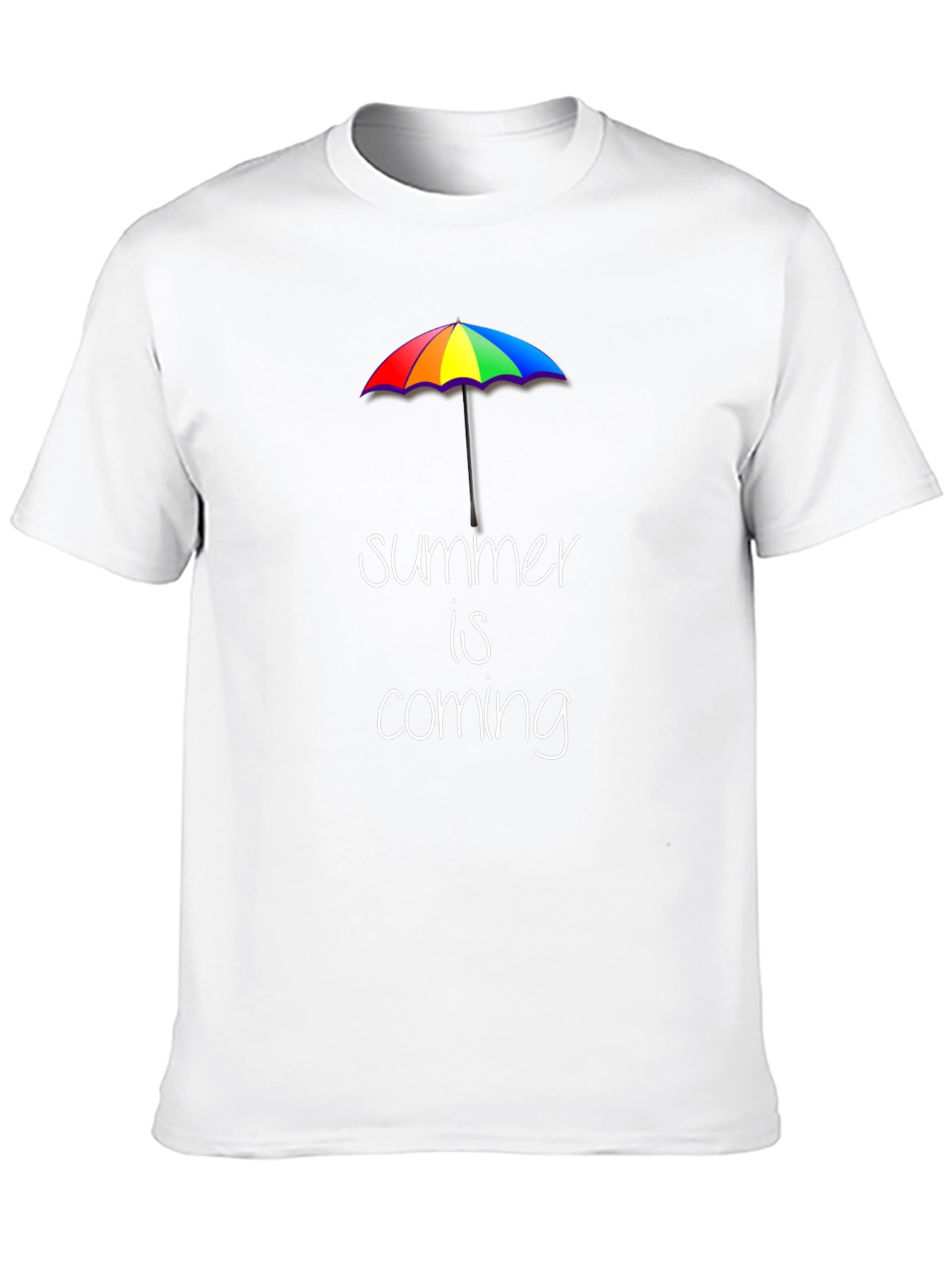 Summer is Coming T-Shirt: Rainbow Umbrella Graphic