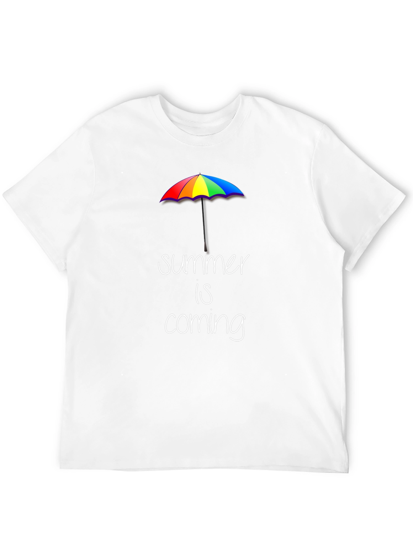 Summer is Coming T-Shirt: Rainbow Umbrella Graphic