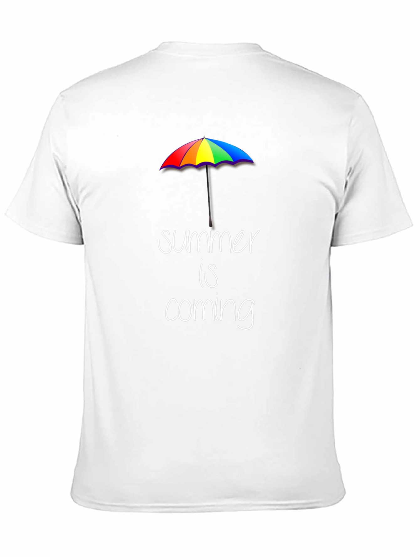 Summer is Coming T-Shirt: Rainbow Umbrella Graphic