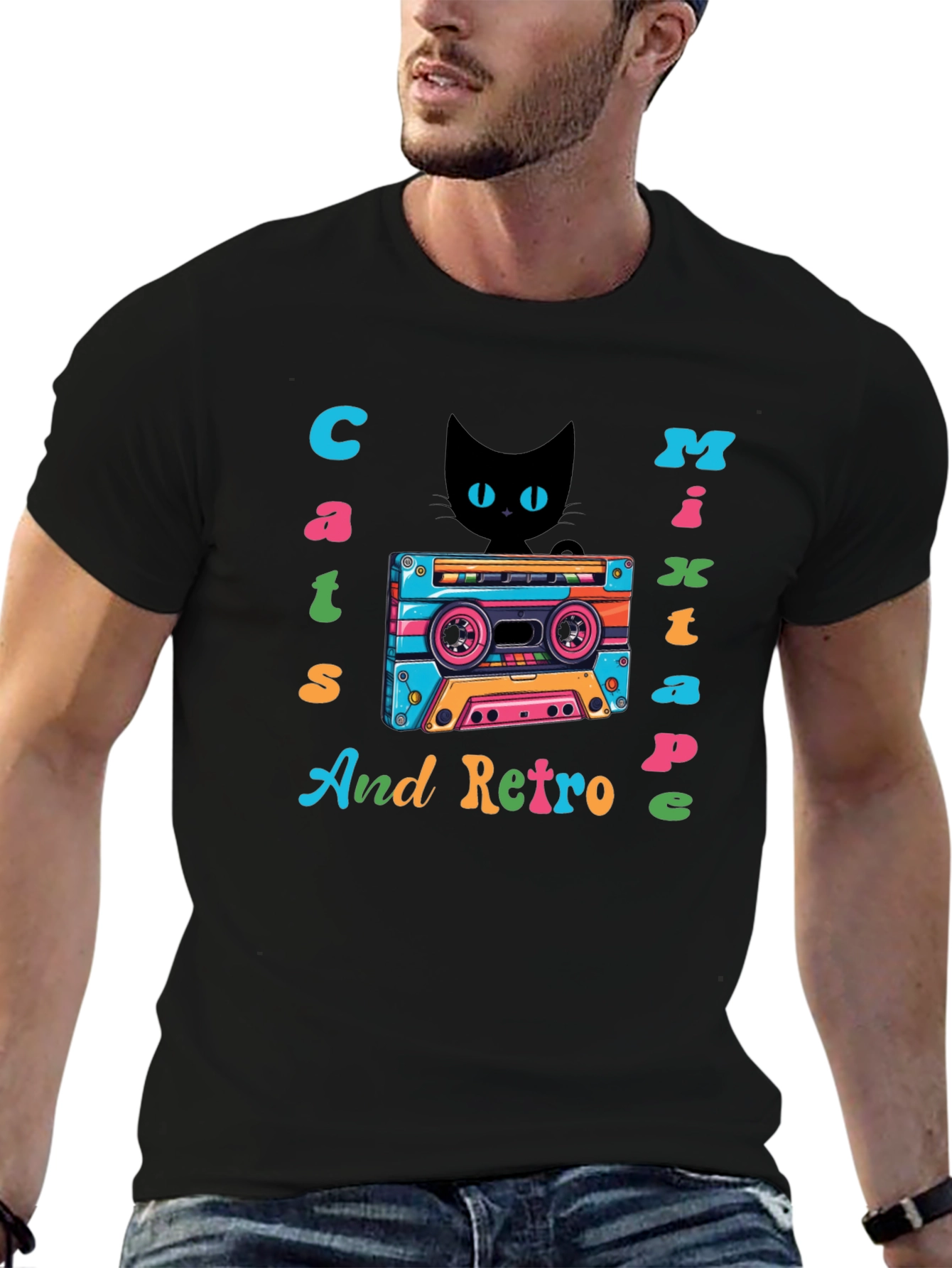 Cats Mixtape Retro Graphic Tee
