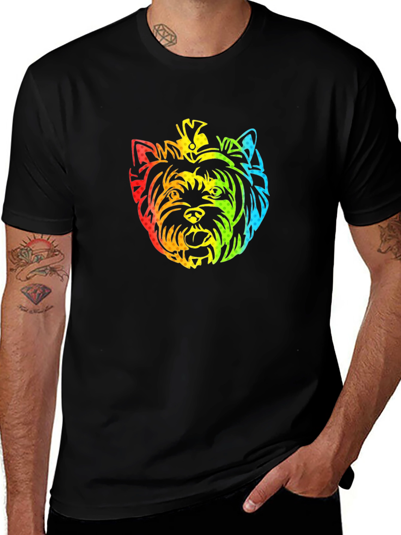 Rainbow Yorkshire Terrier Graphic T-Shirt