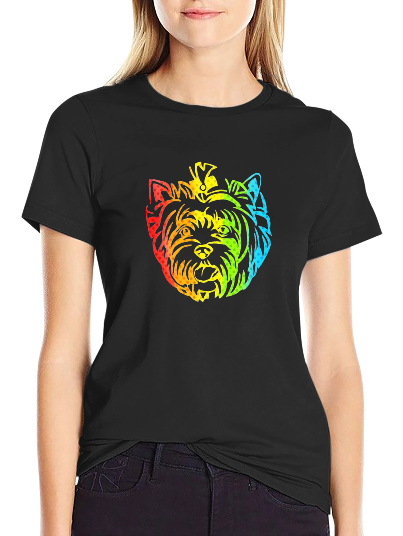 Rainbow Yorkshire Terrier Graphic T-Shirt