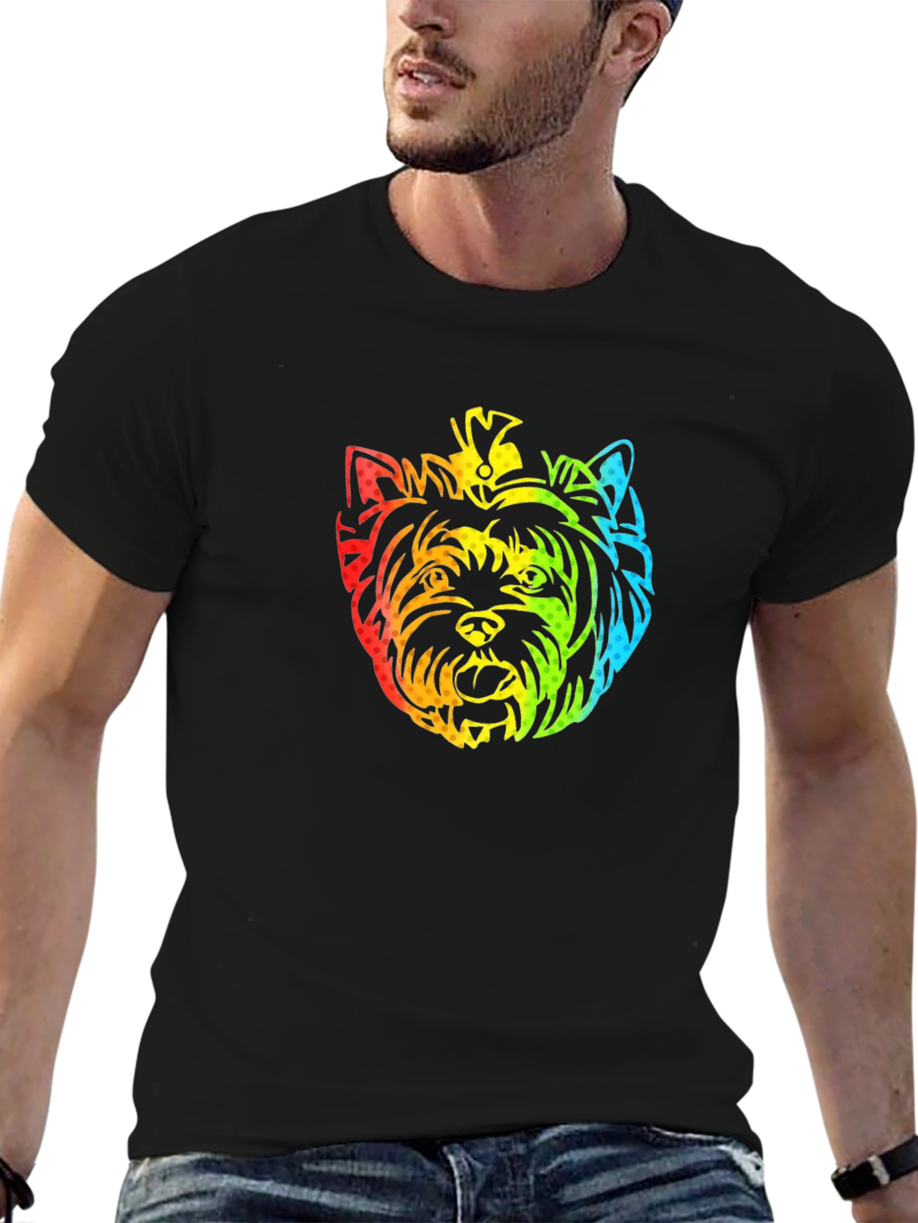 Rainbow Yorkshire Terrier Graphic T-Shirt