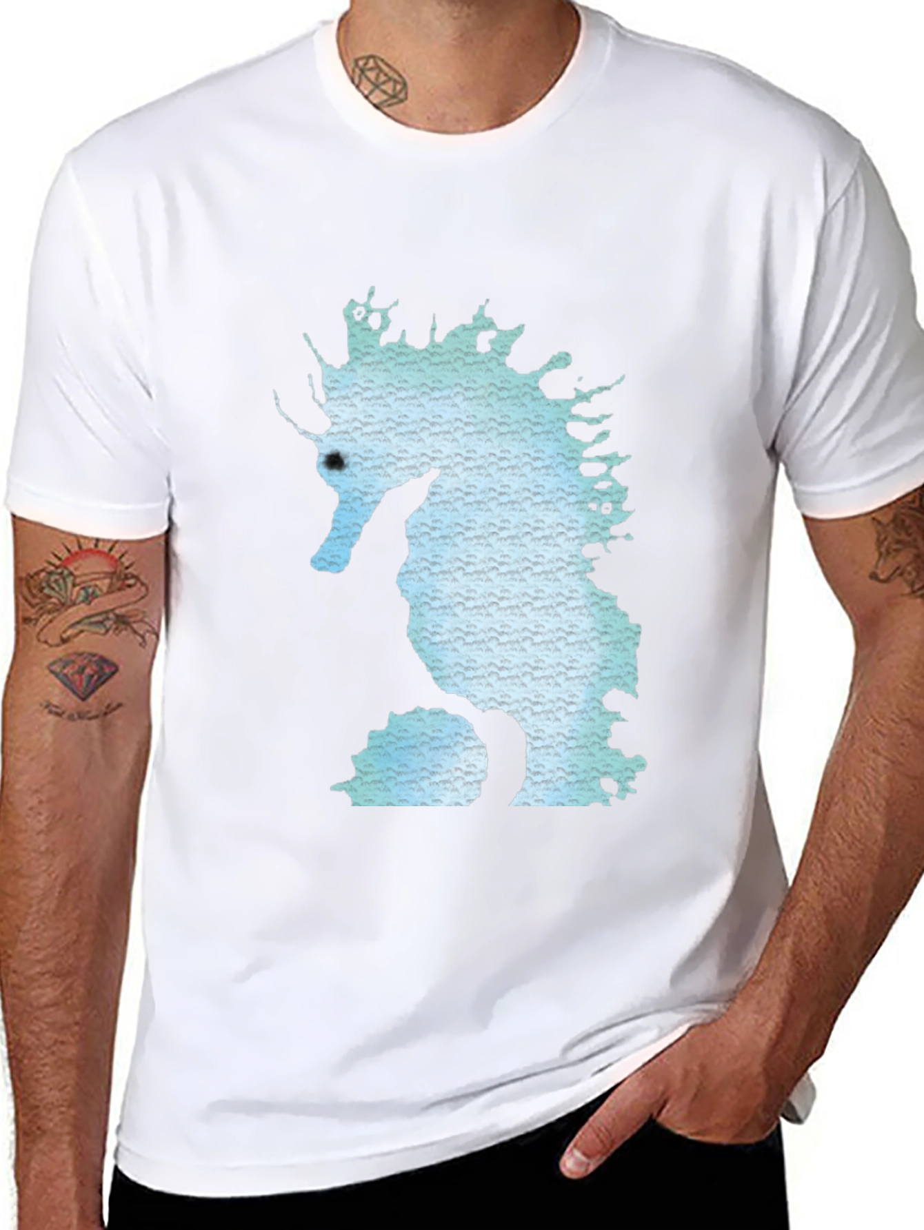 Seahorse Graphic Print Black T-Shirt