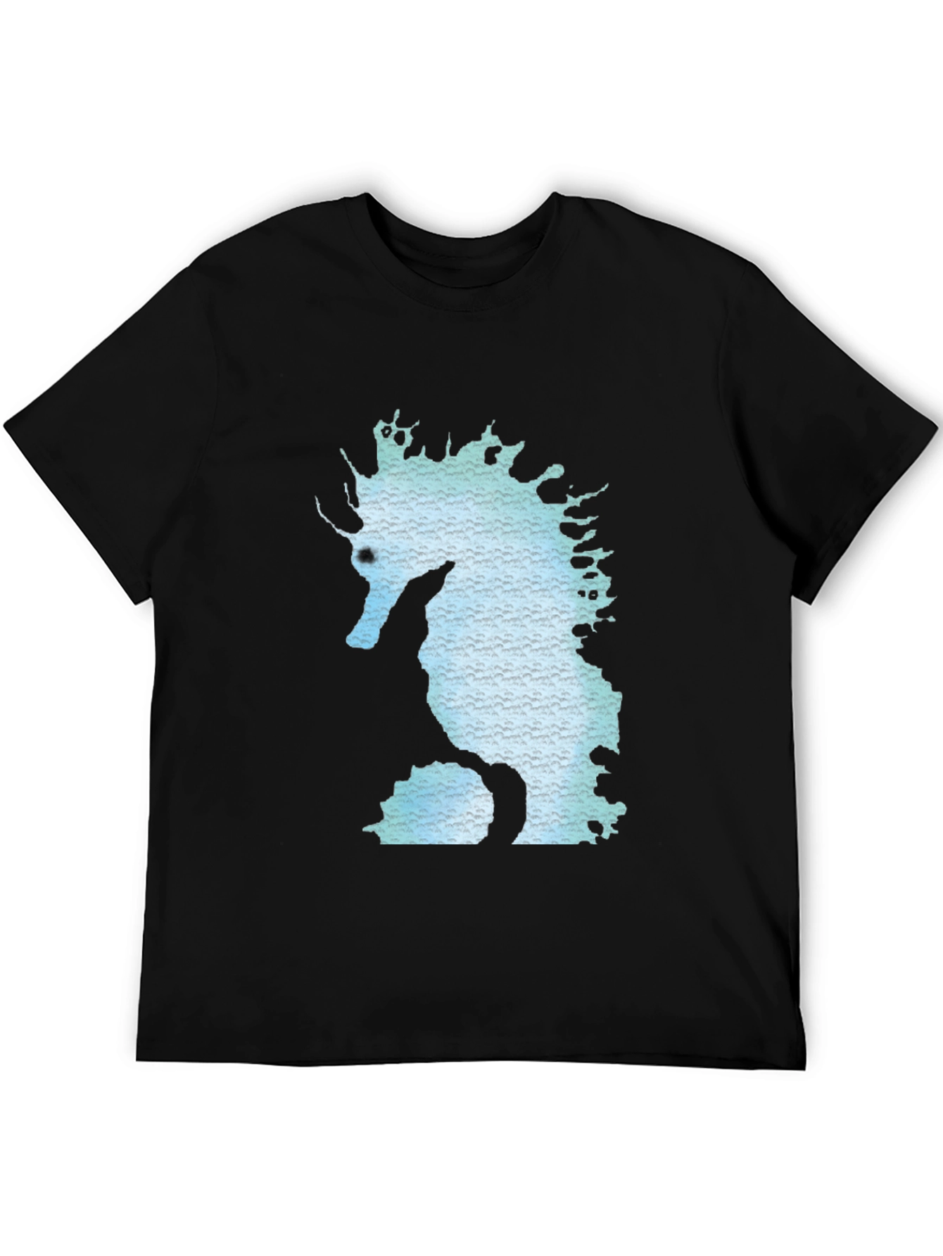 Seahorse Graphic Print Black T-Shirt