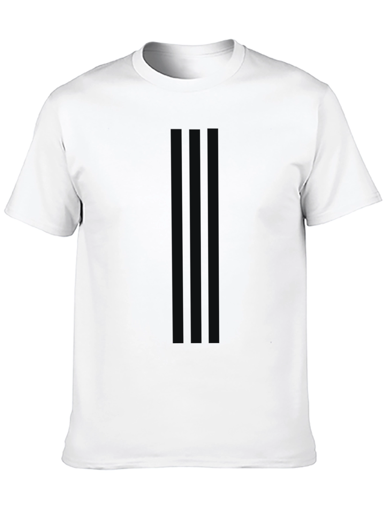 Mens Black Striped Crew Neck Tee